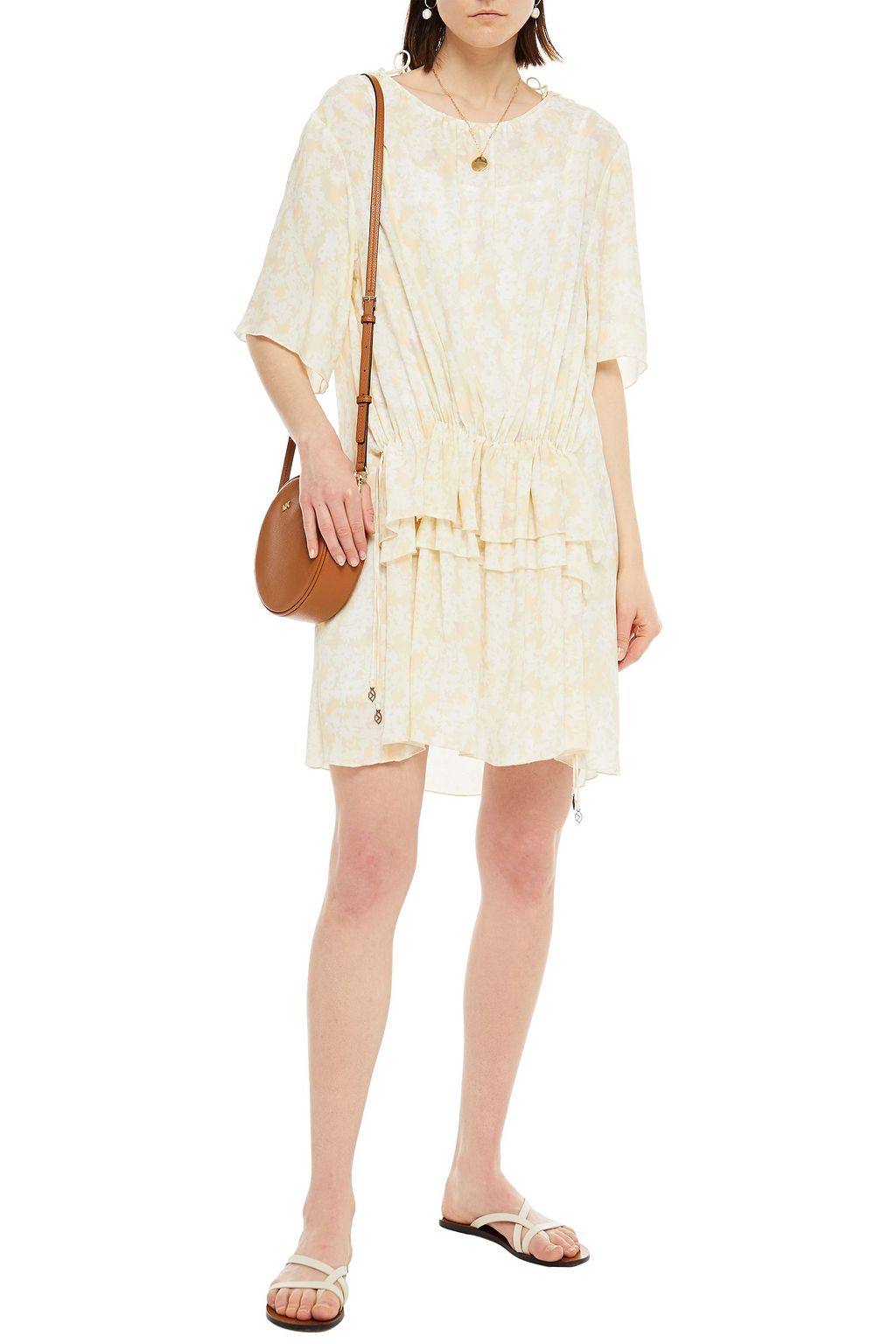 SEE BY CHLOÉ Tiered gathered floral-print crepe de chine mini dress