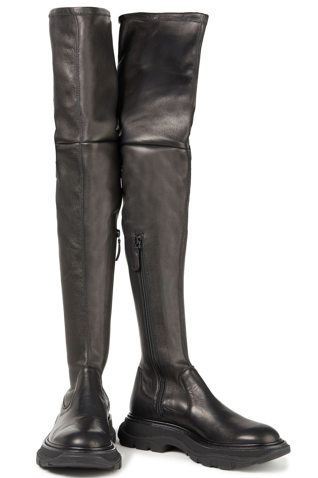 MCQUEEN Stretch-leather thigh boots