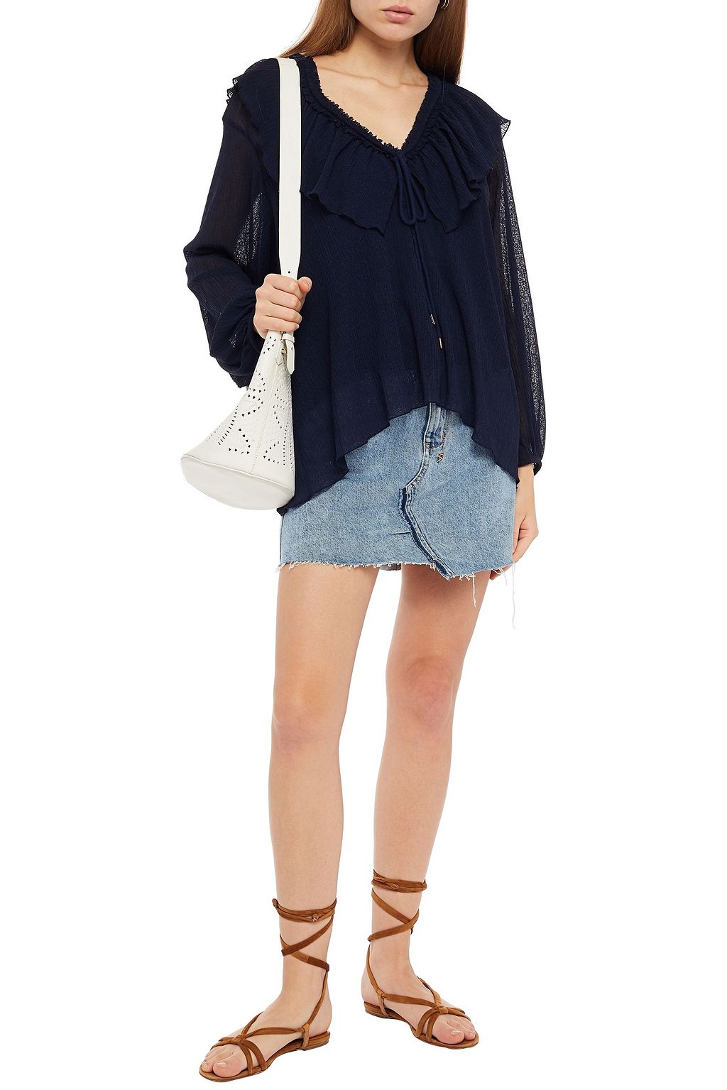 SEE BY CHLOÉ Ruffled ribbed-knit top