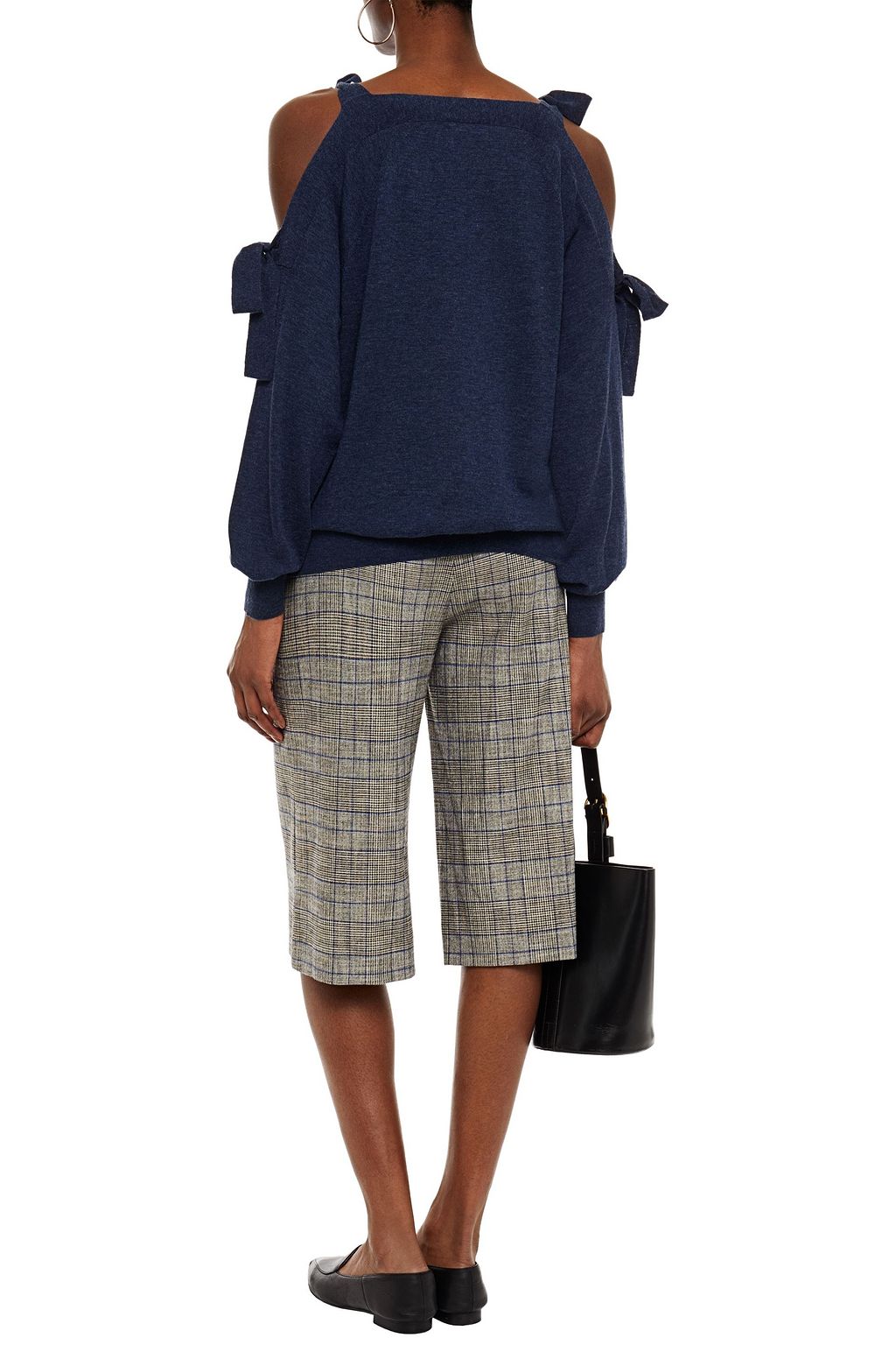 SEE BY CHLOÉ Cold-shoulder mélange wool and cotton-blend sweater