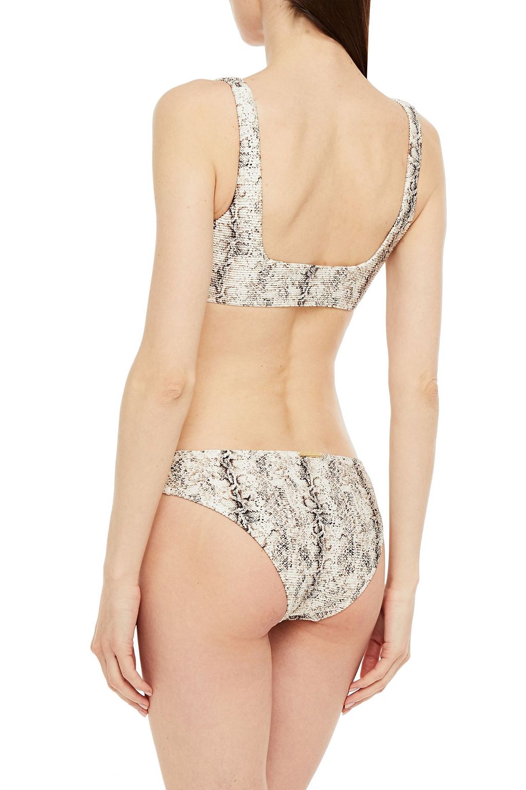 HEIDI KLEIN Zambia lace-up snake-print textured bikini top