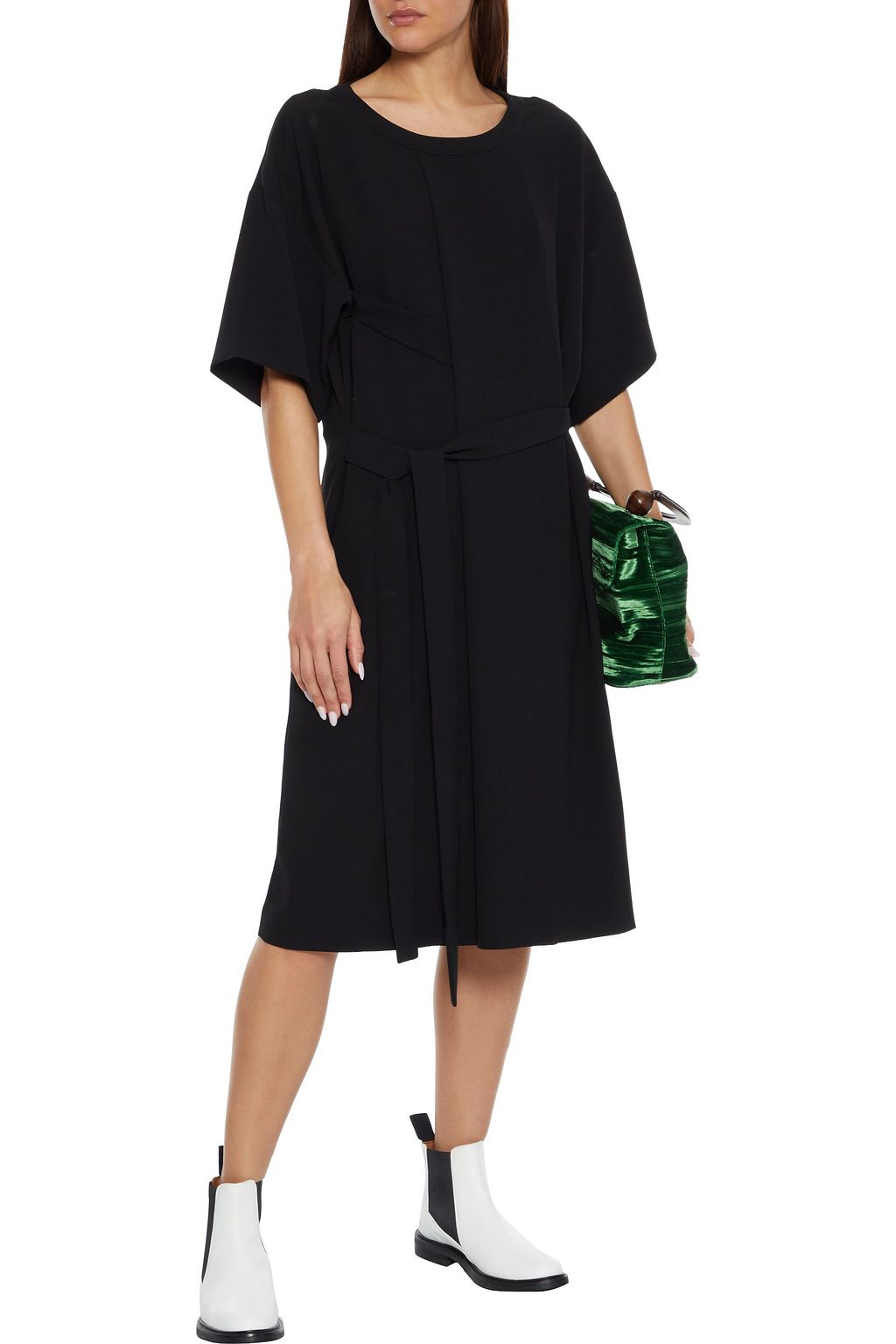MAISON MARGIELA Plissiertes Kleid aus Crêpe mit Gürtel
