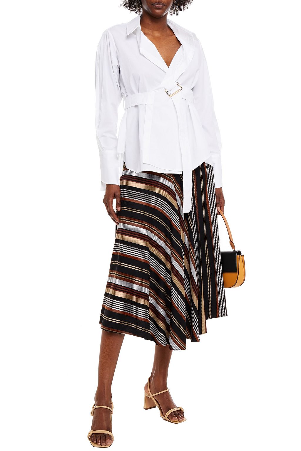 PALMER//HARDING Stretch-cotton poplin wrap shirt