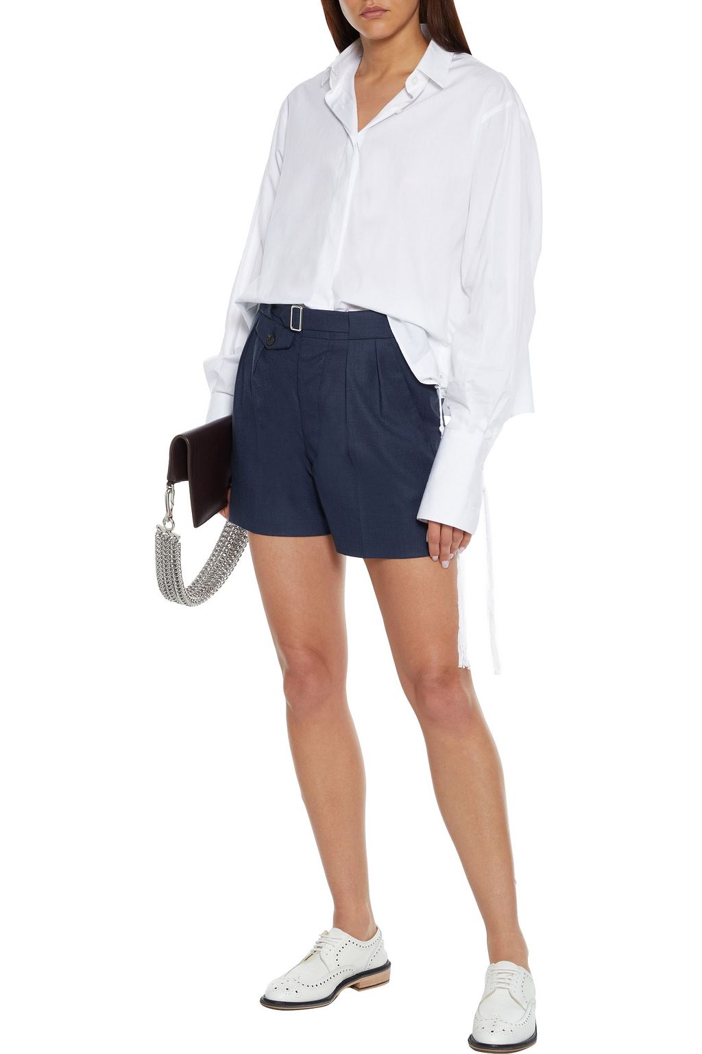 MAISON MARGIELA Belted wool and cashmere-blend piqué shorts