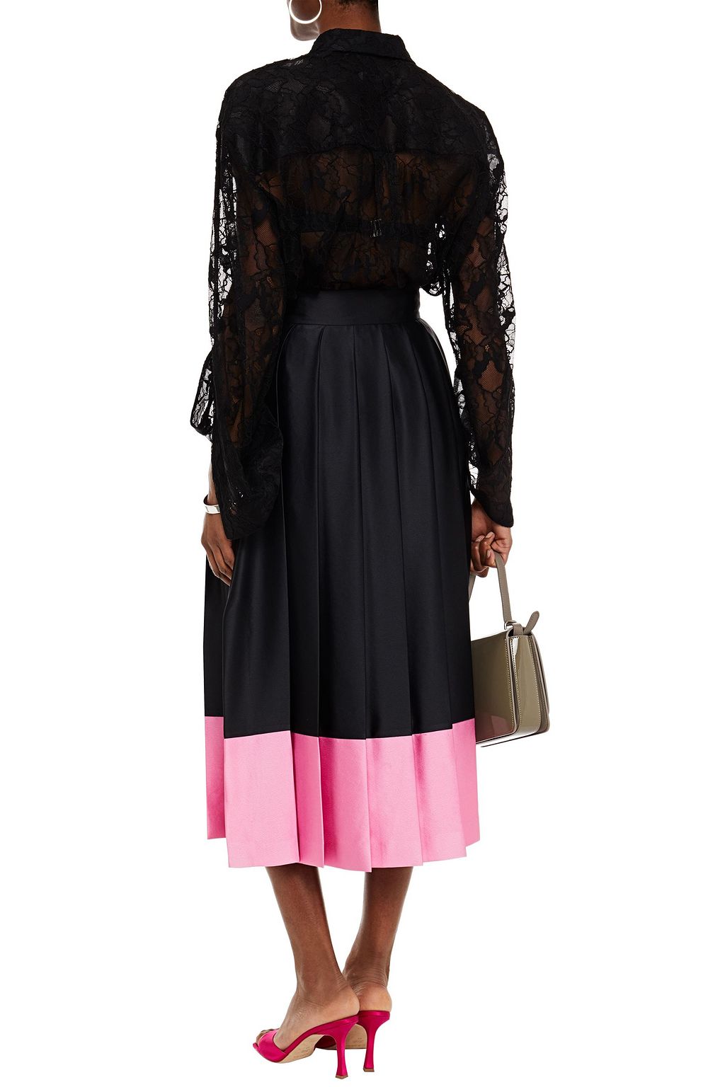 MSGM Oversized corded lace shirt