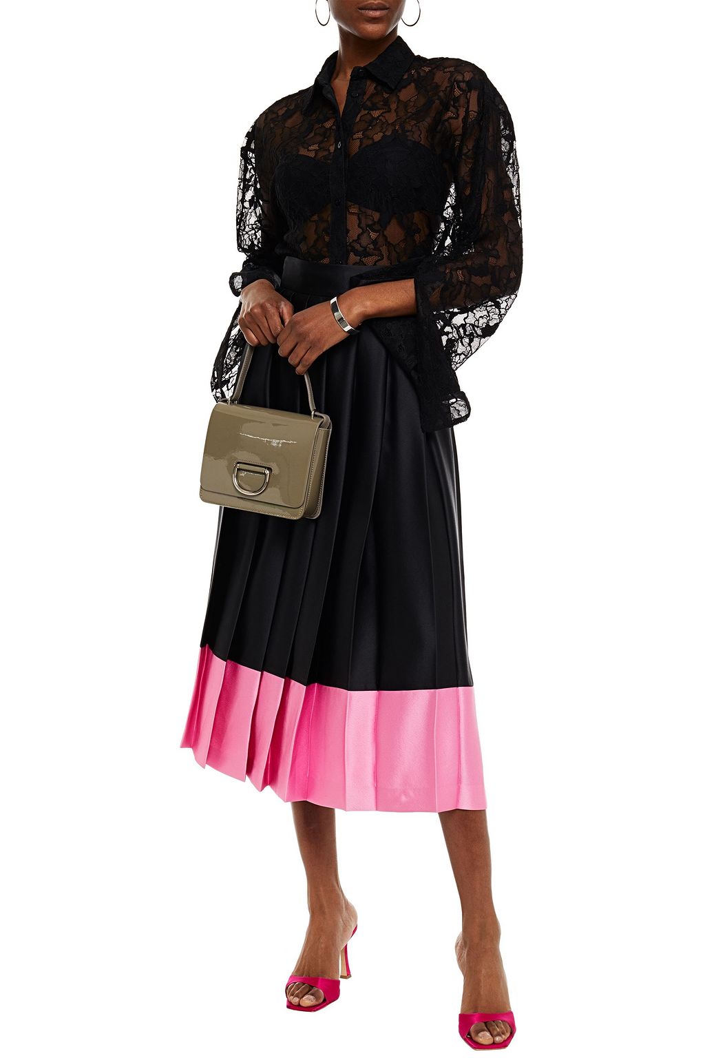 MSGM Oversized corded lace shirt