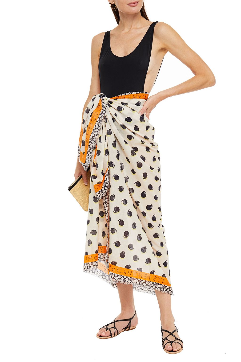 STELLA MCCARTNEY Fringed printed cotton pareo