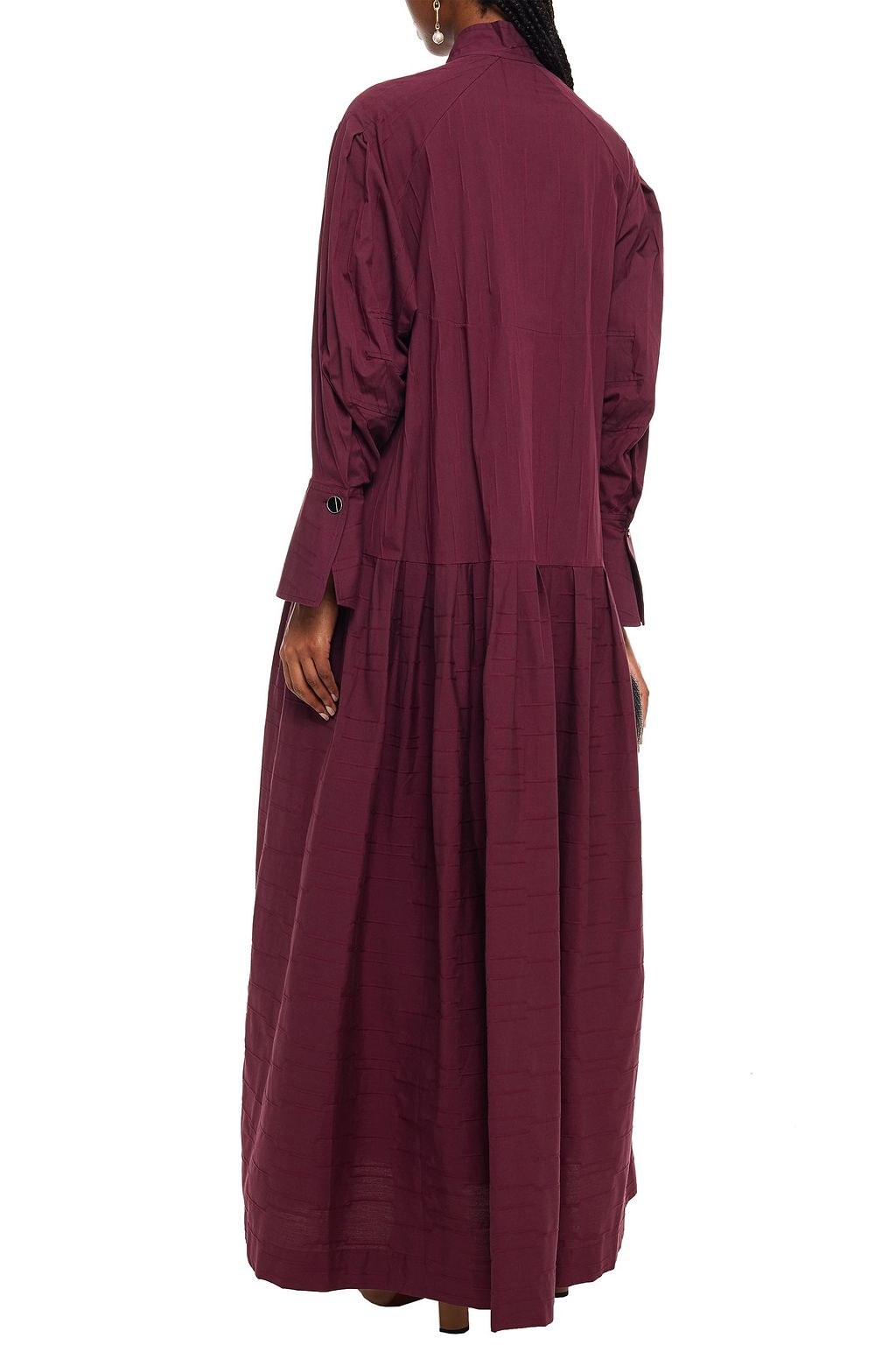 PALMER//HARDING Tie-neck pleated stretch-cotton jacquard maxi dress