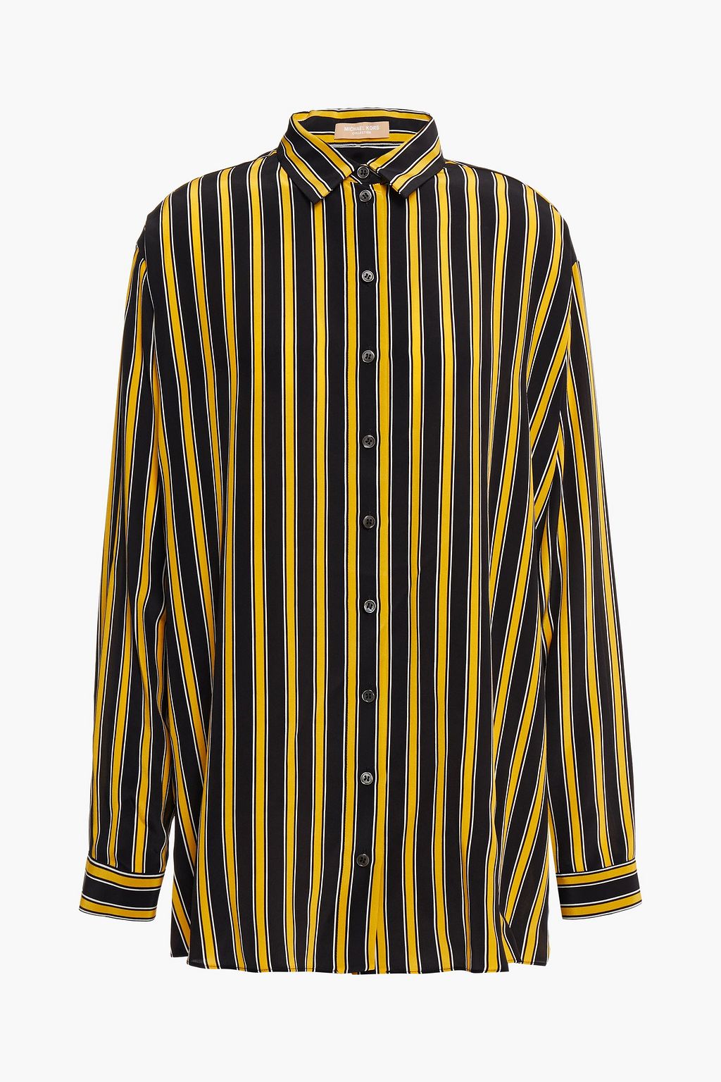 Yellow Striped crepe de chine shirt 