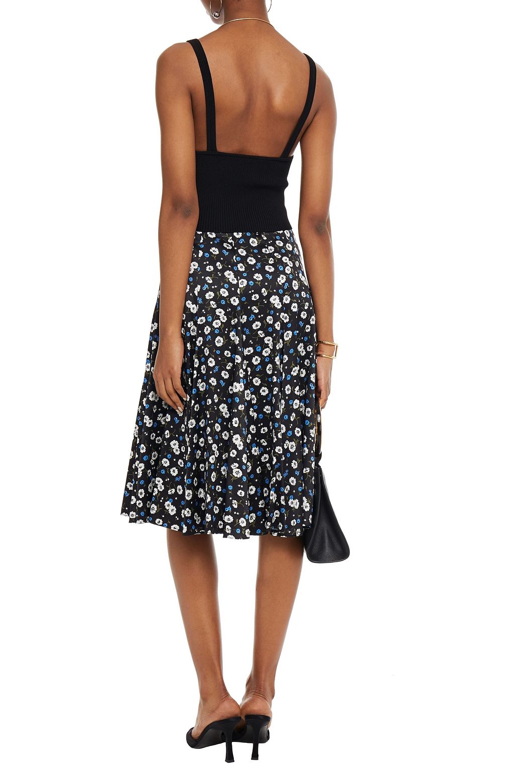 MICHAEL KORS COLLECTION Floral-print silk-satin skirt