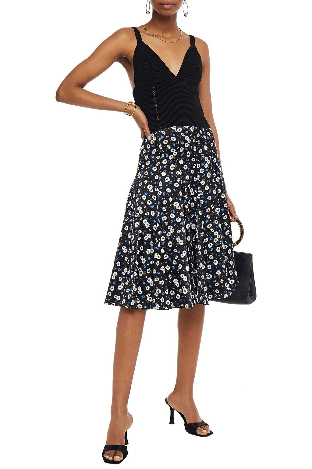 MICHAEL KORS COLLECTION Floral-print silk-satin skirt