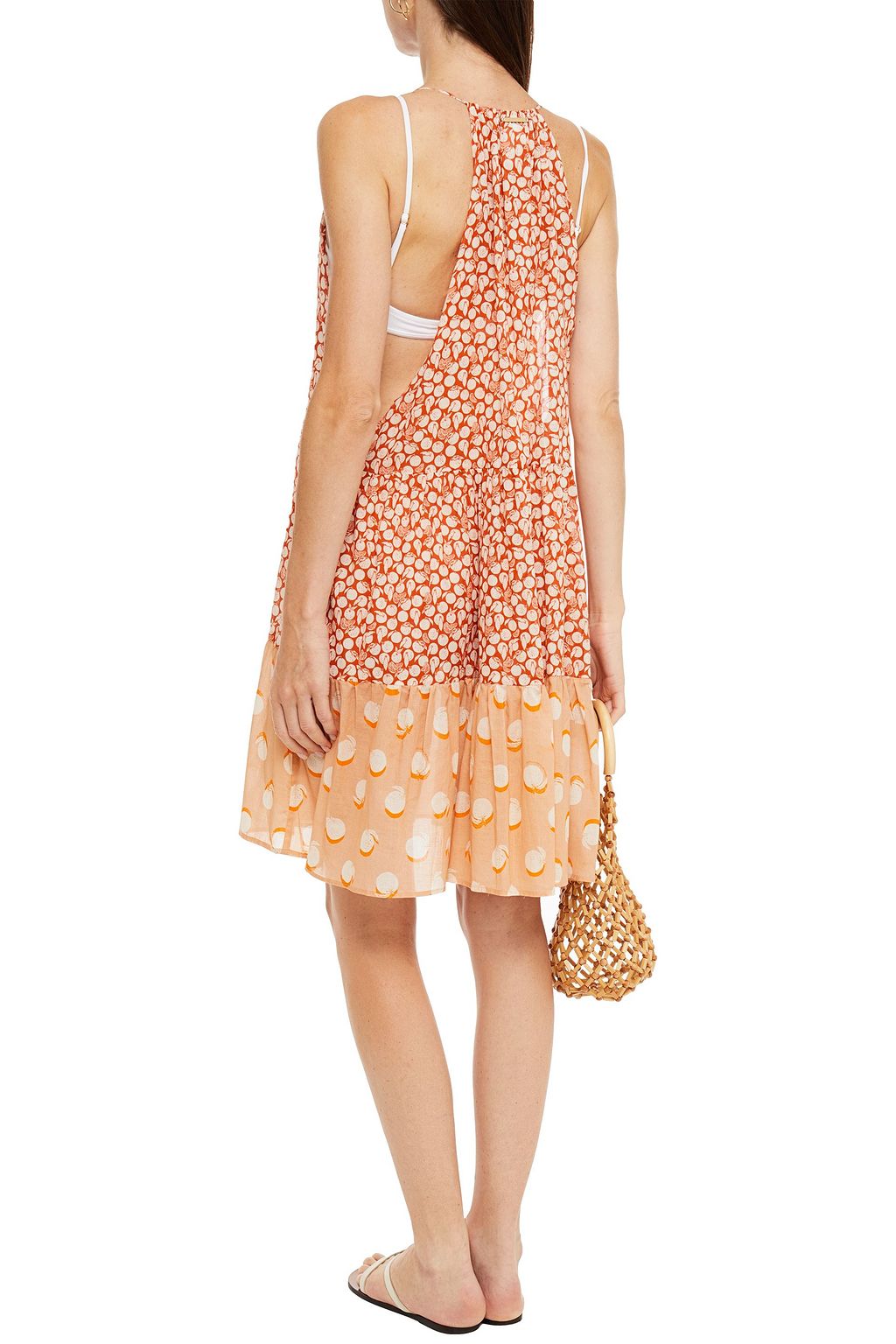 STELLA MCCARTNEY Cutout gathered printed cotton beach dress