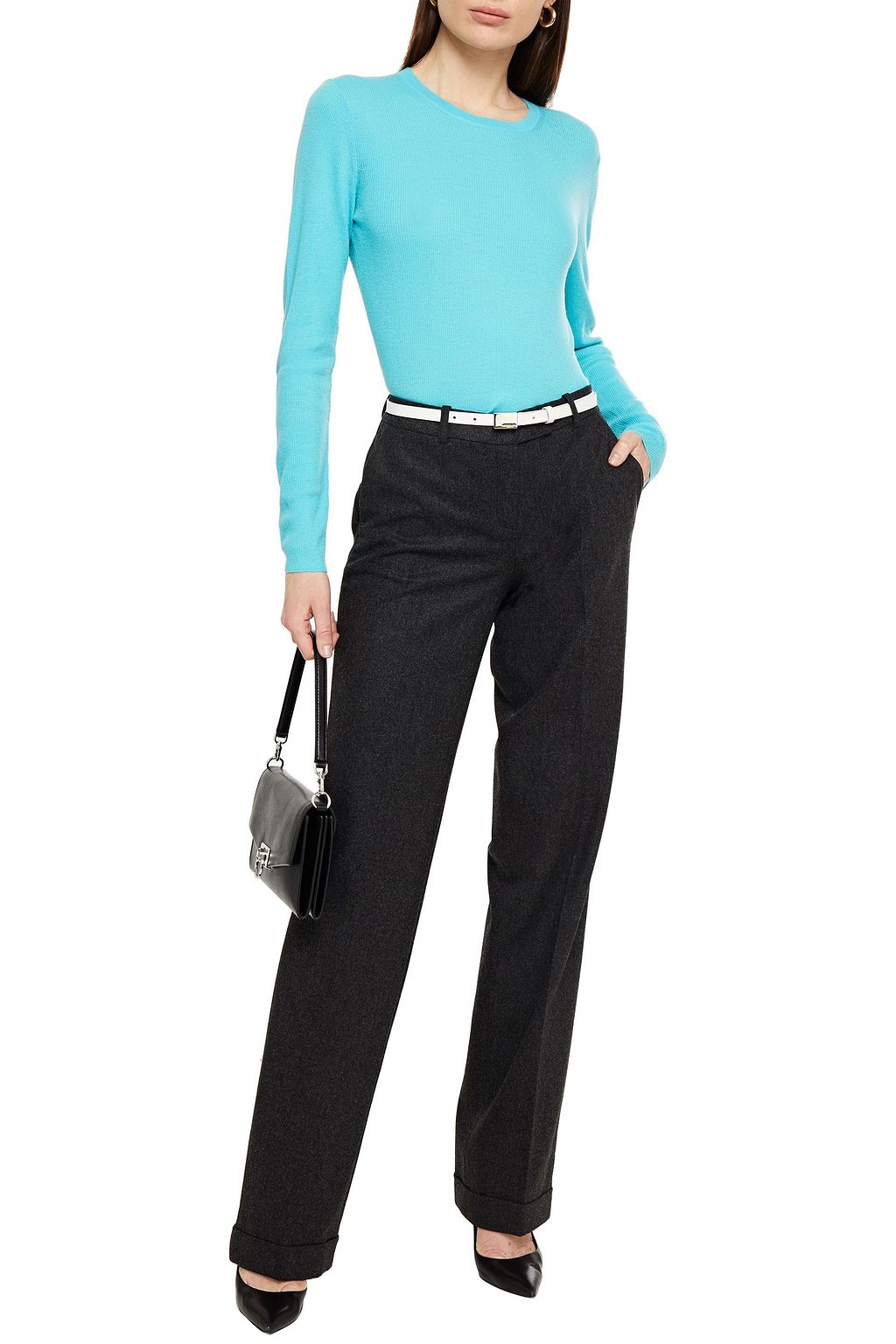 MICHAEL KORS COLLECTION Mélange wool-blend straight-leg pants