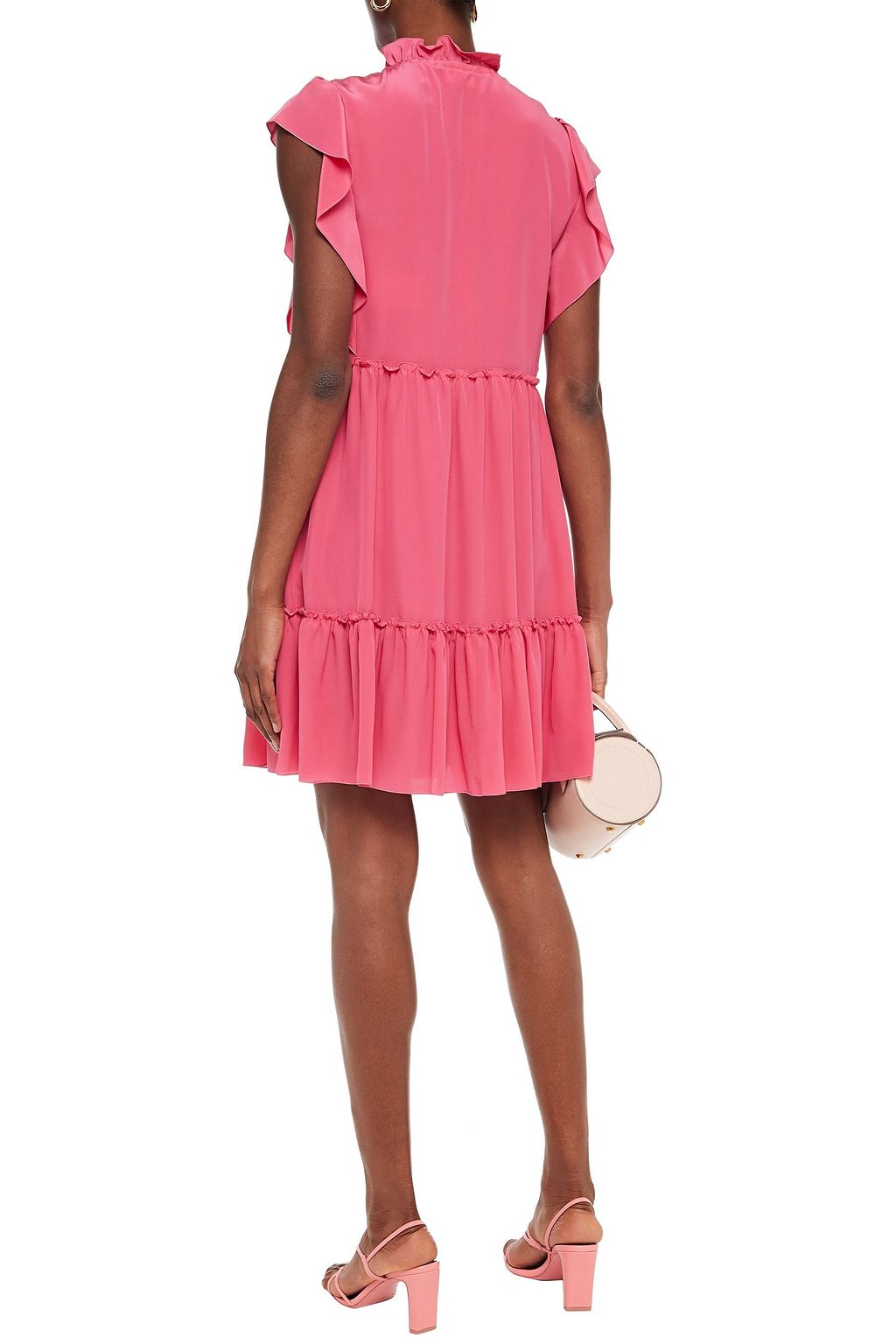 REDVALENTINO Tiered ruffled silk crepe de chine mini dress