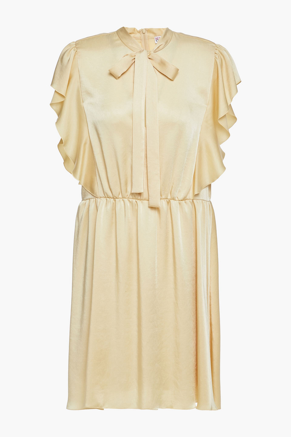 redvalentino - pussy-bow ruffled satin-crepe mini dress - yellow - it 38
