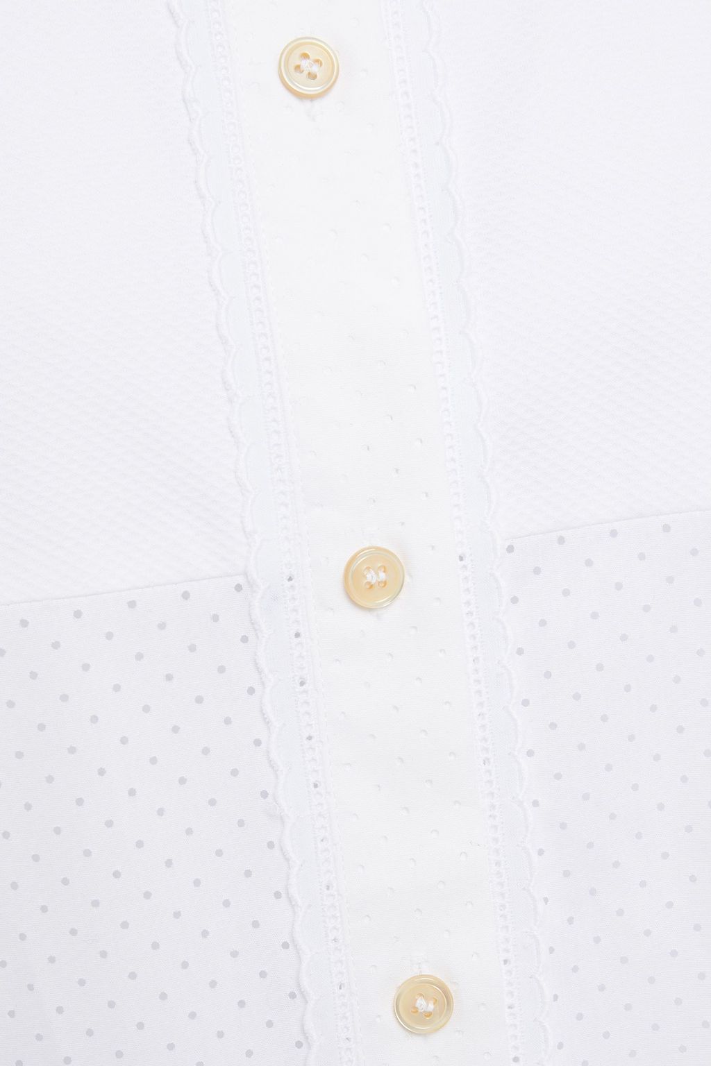 REDVALENTINO Piqué-paneled perforated cotton-poplin shirt