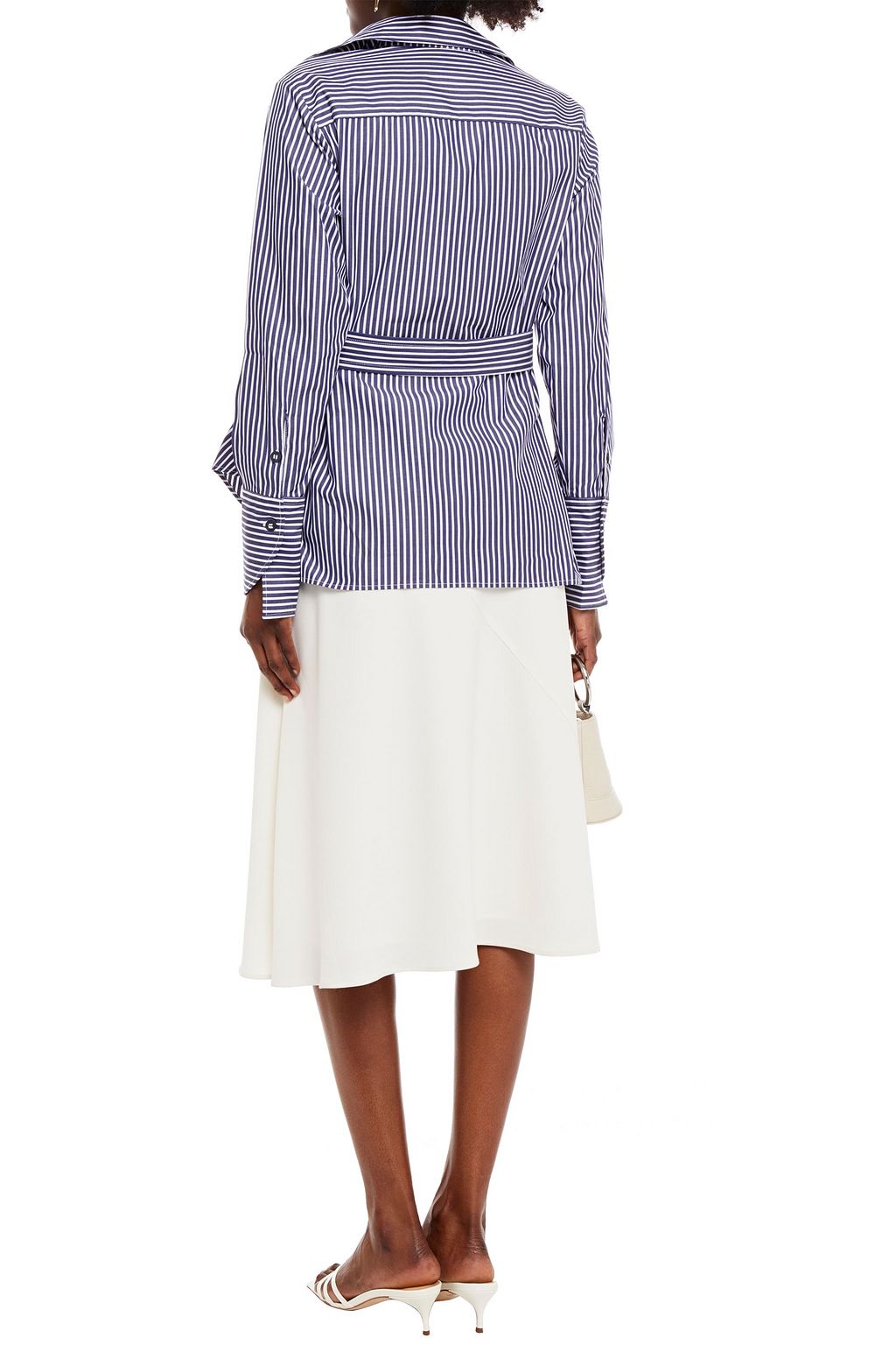 PALMER//HARDING Striped stretch-cotton poplin wrap shirt