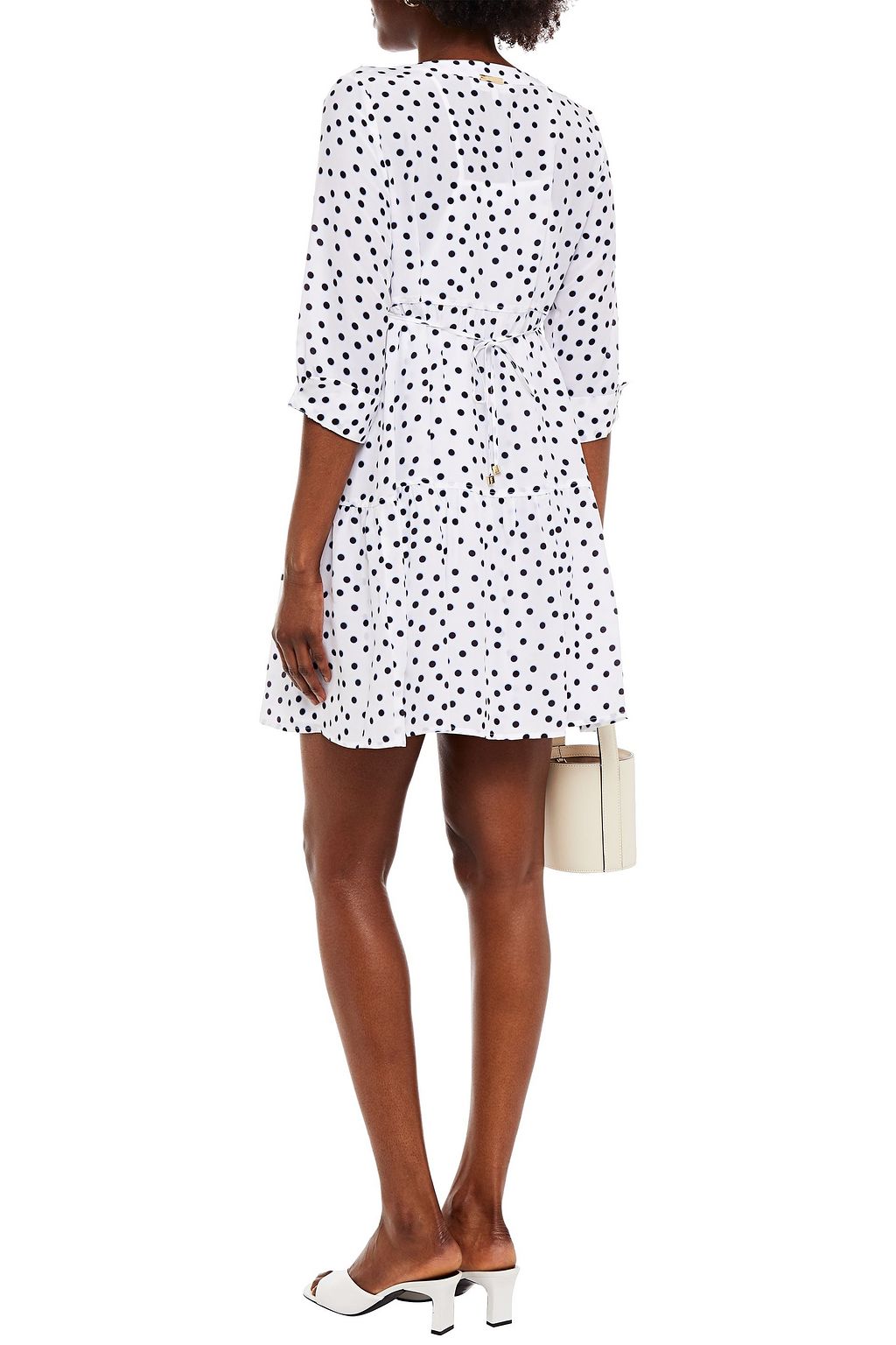 HEIDI KLEIN Tiered polka-dot silk crepe de chine coverup