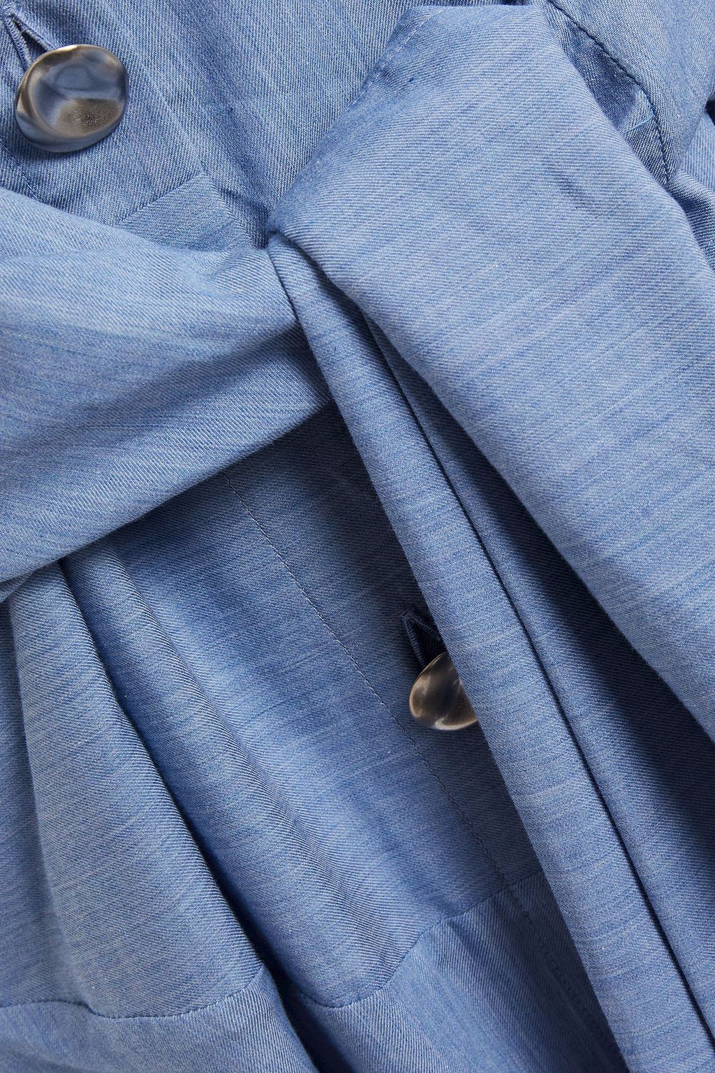 PALMER//HARDING Tie-front cotton-chambray midi shirt dress