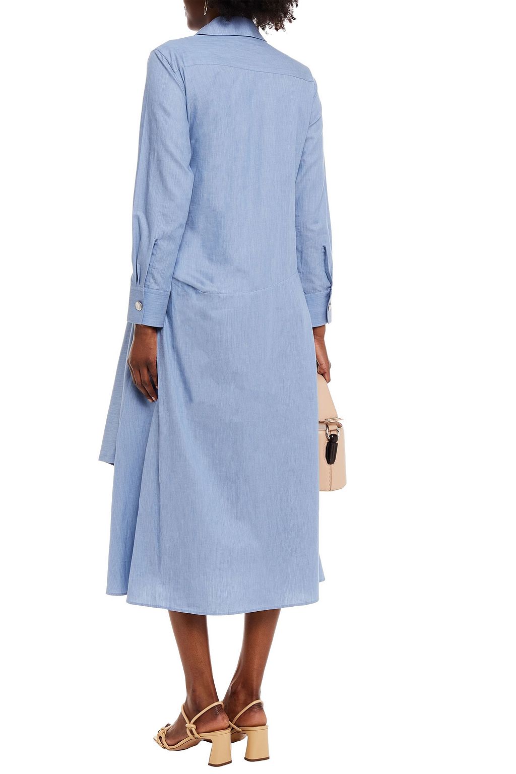 PALMER//HARDING Tie-front cotton-chambray midi shirt dress