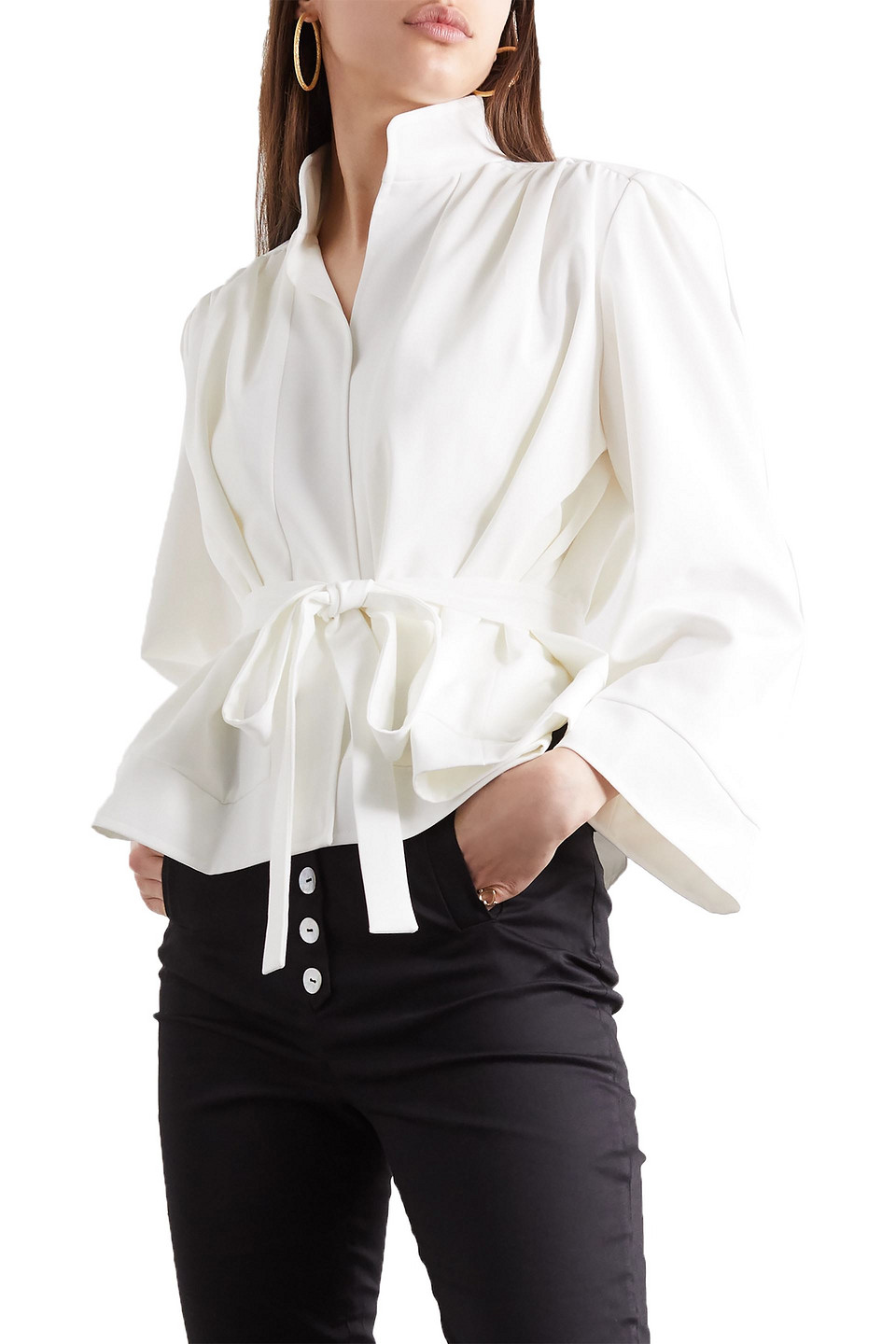 Acheval Pampa Lucero Belted Stretch-twill Coat In White