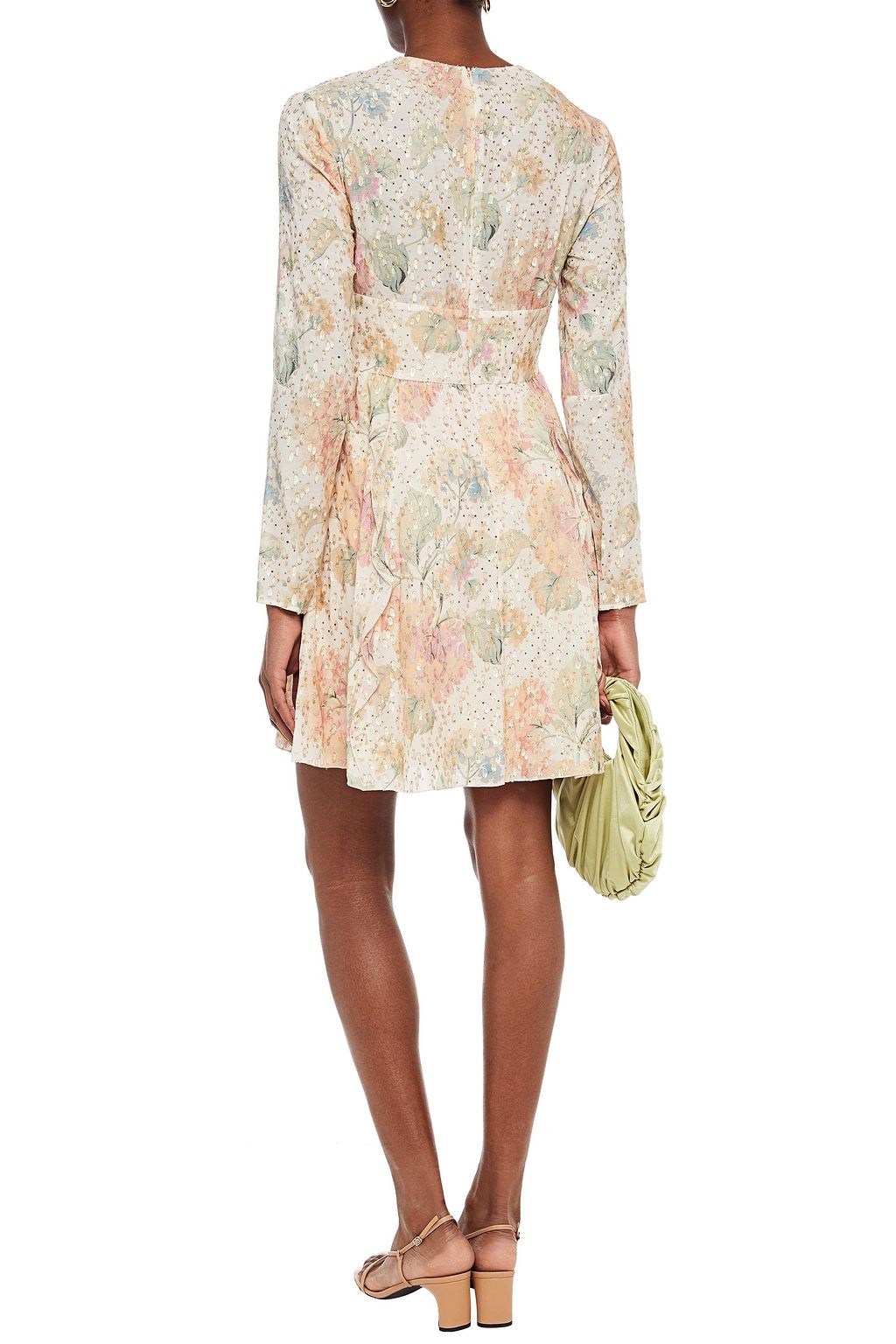 REDVALENTINO Metallic floral-print  fil coupé chiffon mini dress