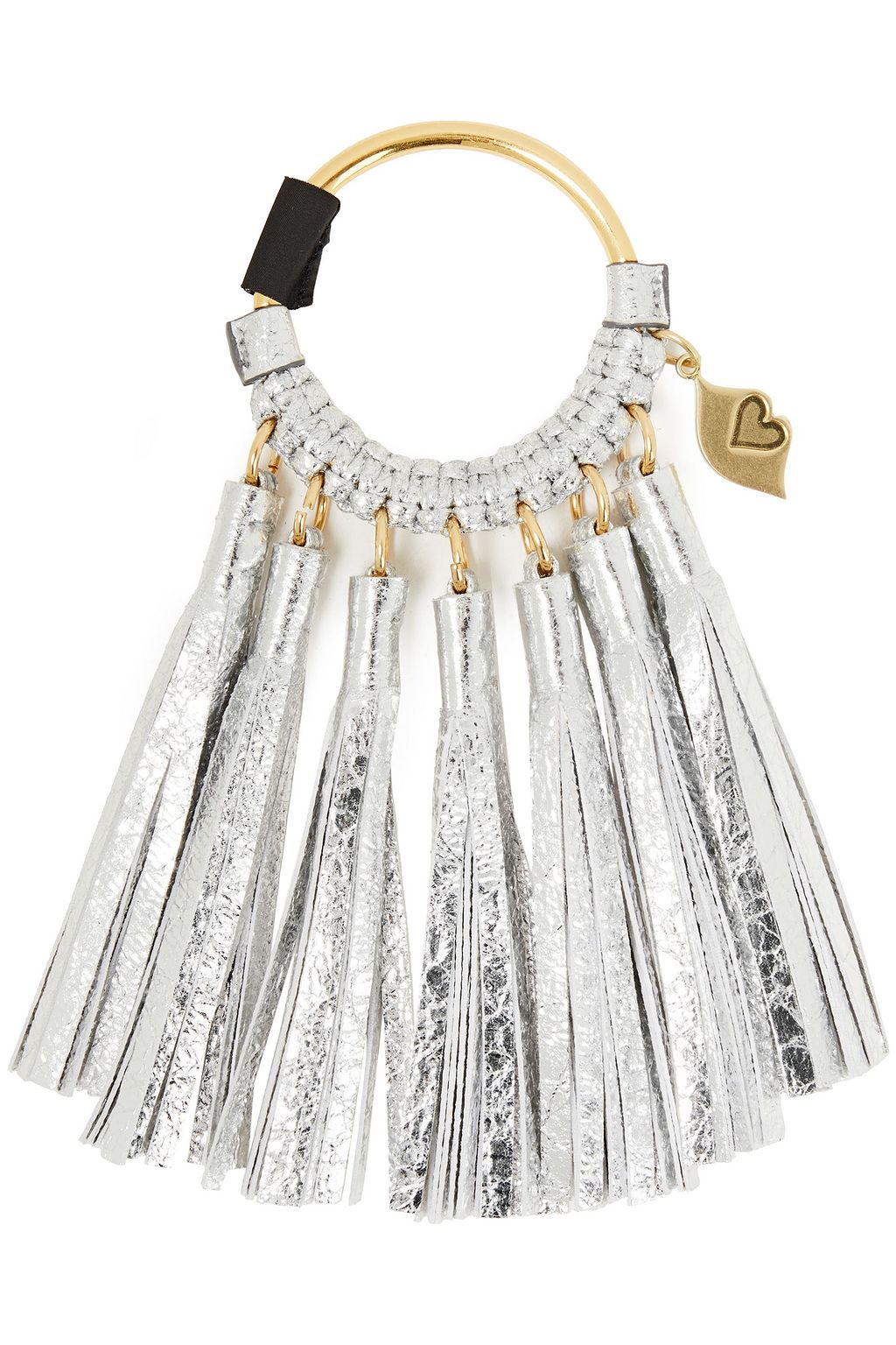 SEE BY CHLOÉ Tasseled metallic cracked-leather keychain