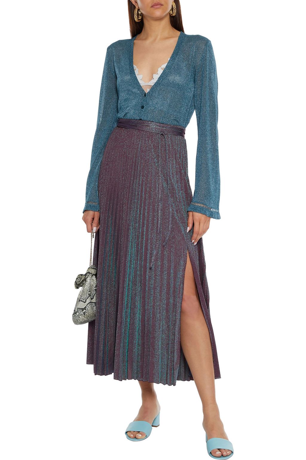 M MISSONI Cropped metallic crochet-knit cardigan