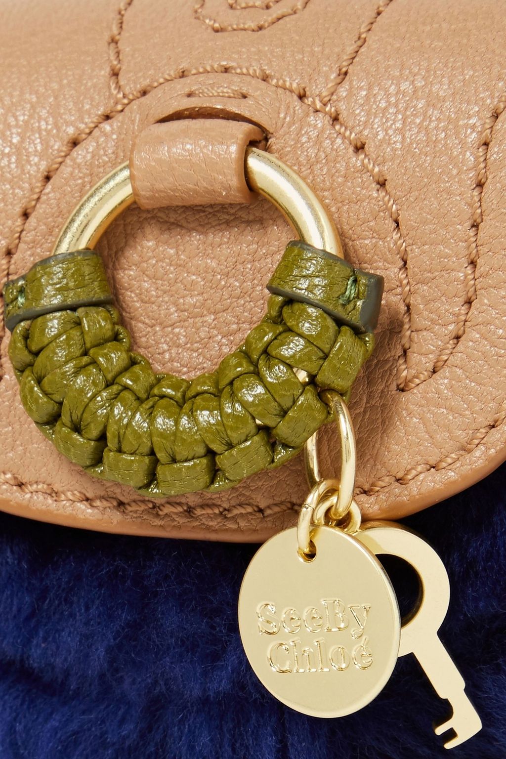 SEE BY CHLOÉ Hana leather-trimmed shearling coin purse