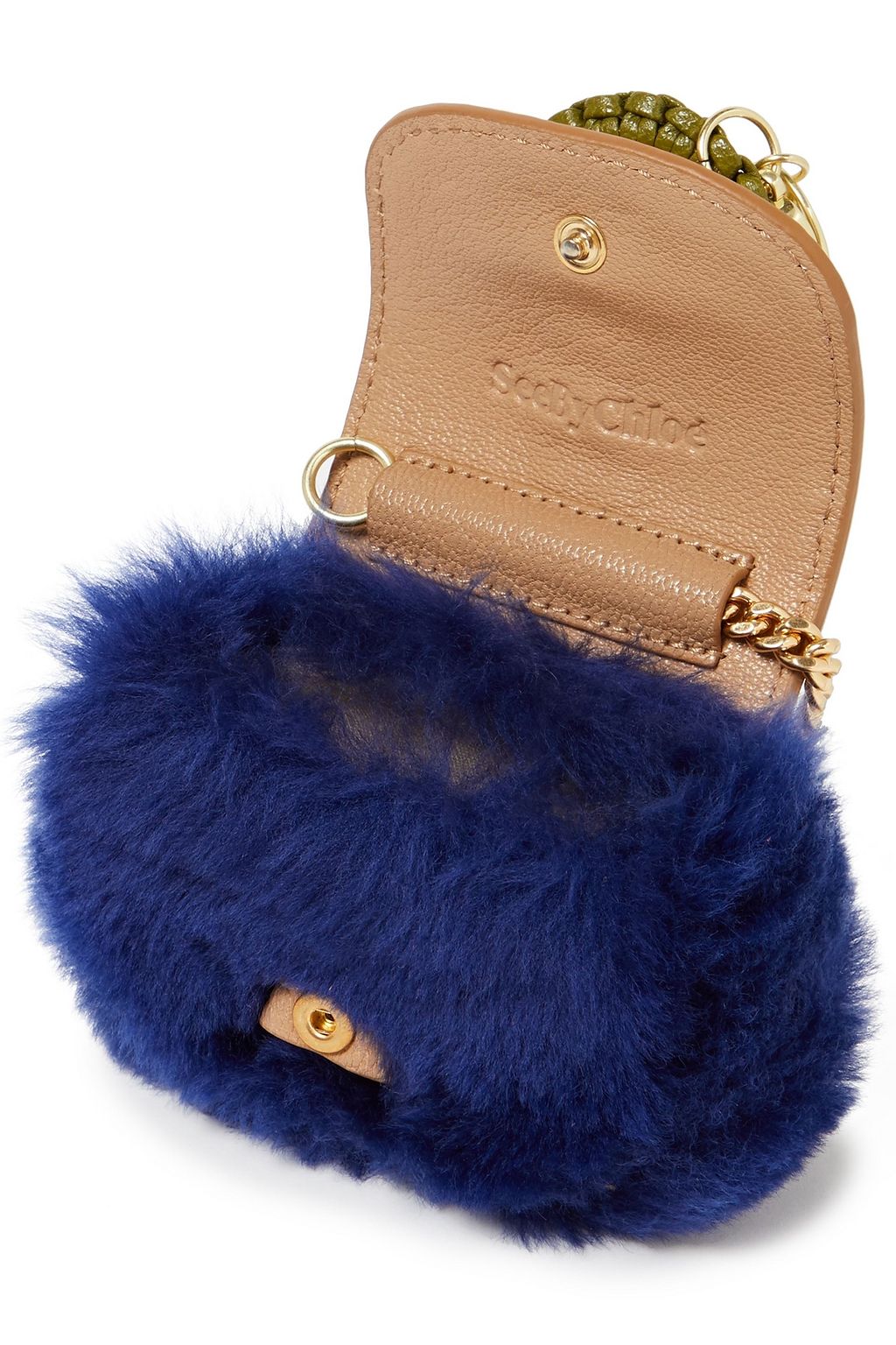 SEE BY CHLOÉ Hana leather-trimmed shearling coin purse