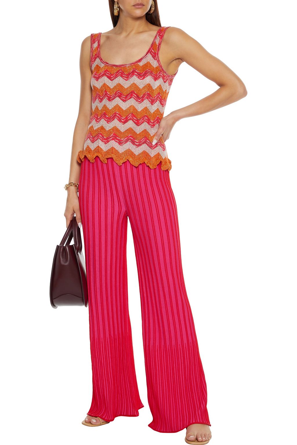 M MISSONI Ribbed cotton-blend wide-leg pants