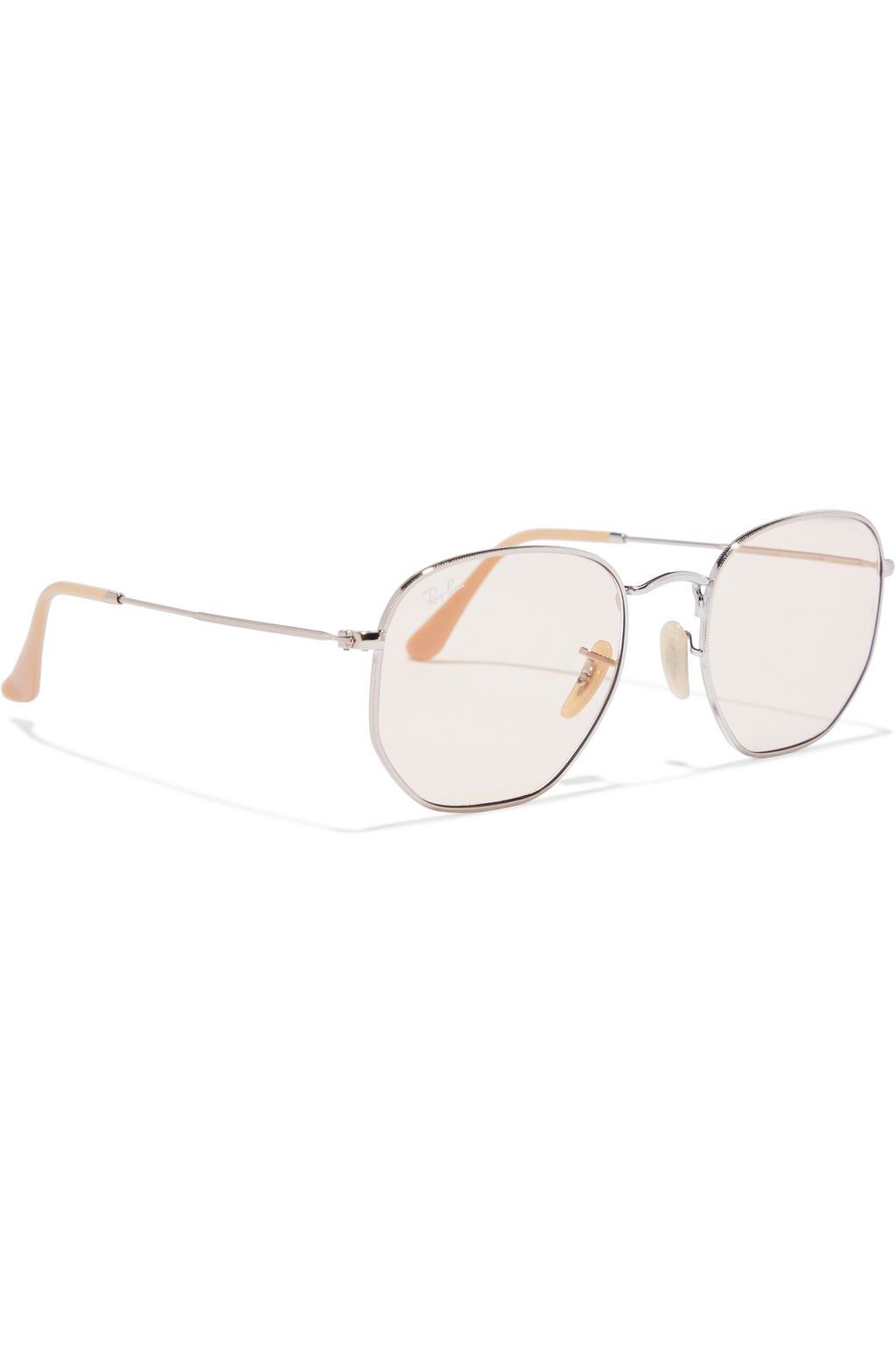 RAY-BAN Hexagon-frame rose gold-tone sunglasses