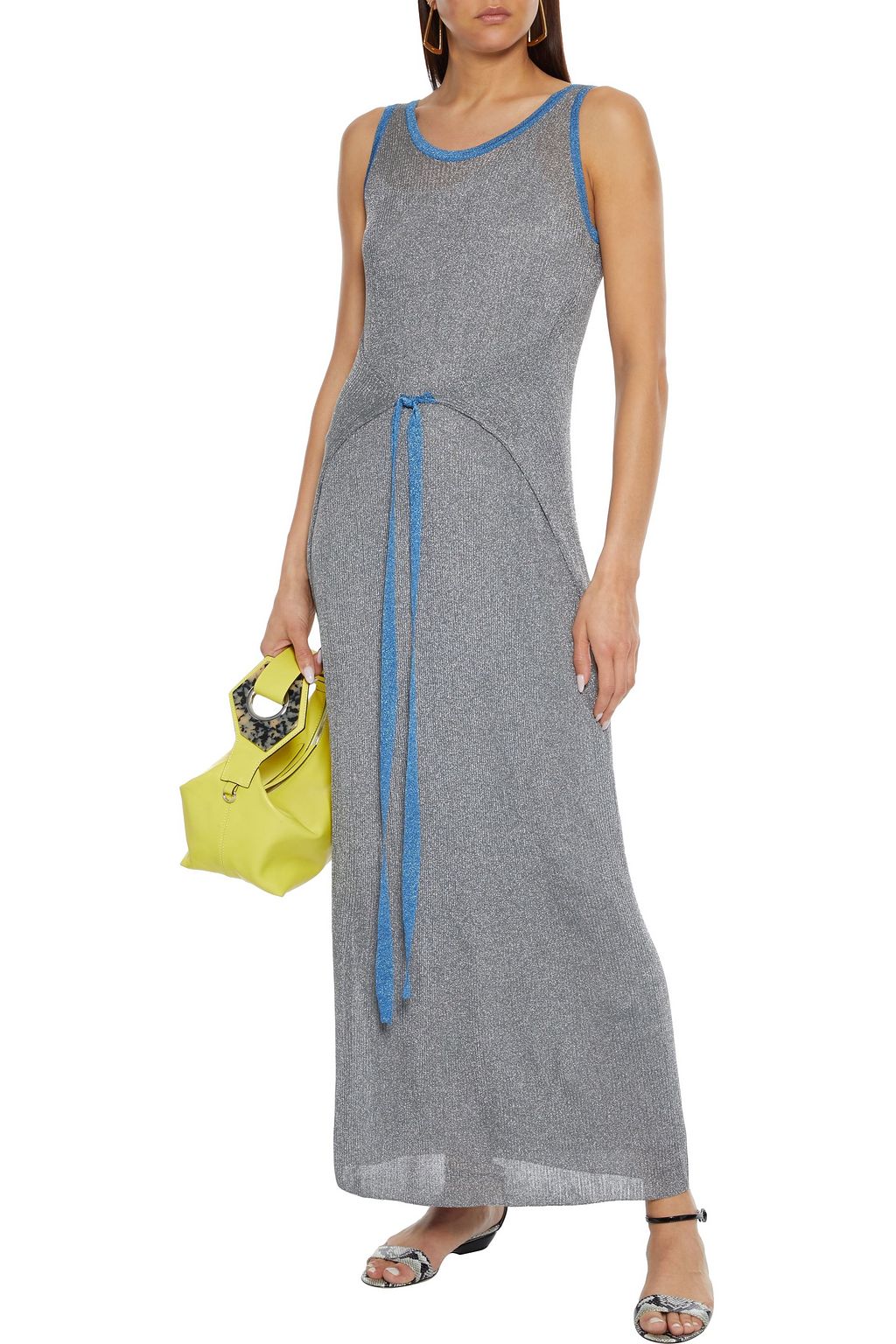 M MISSONI Tie-front metallic crochet-knit maxi dress