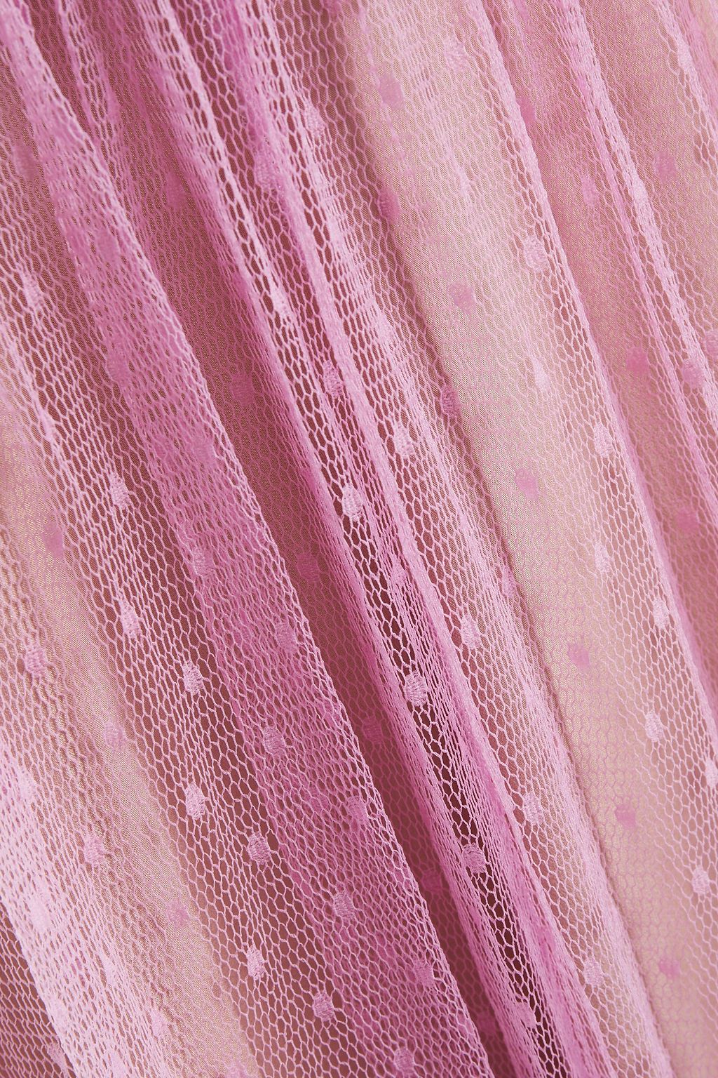 REDVALENTINO Gathered point d'esprit midi dress