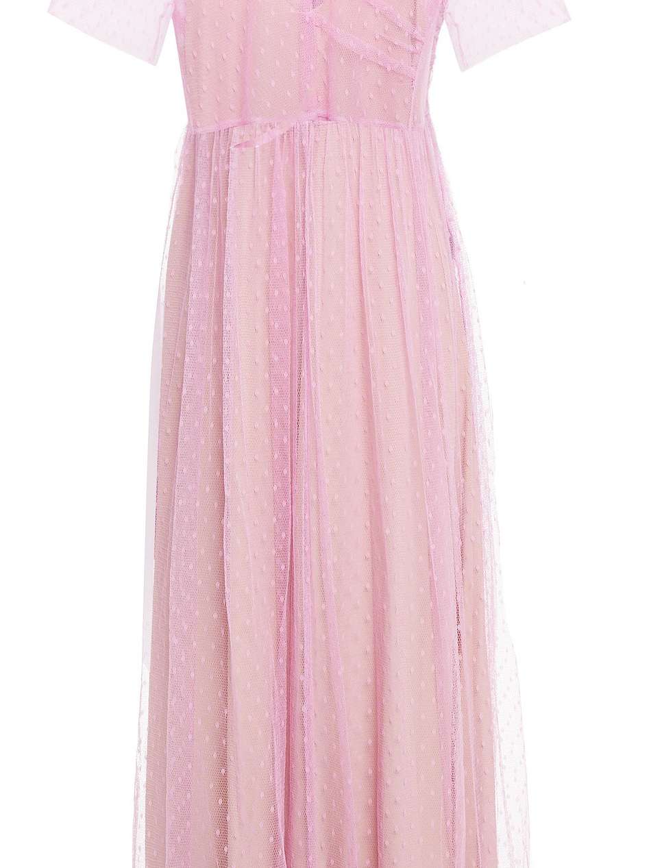 gathered point d'esprit midi dress