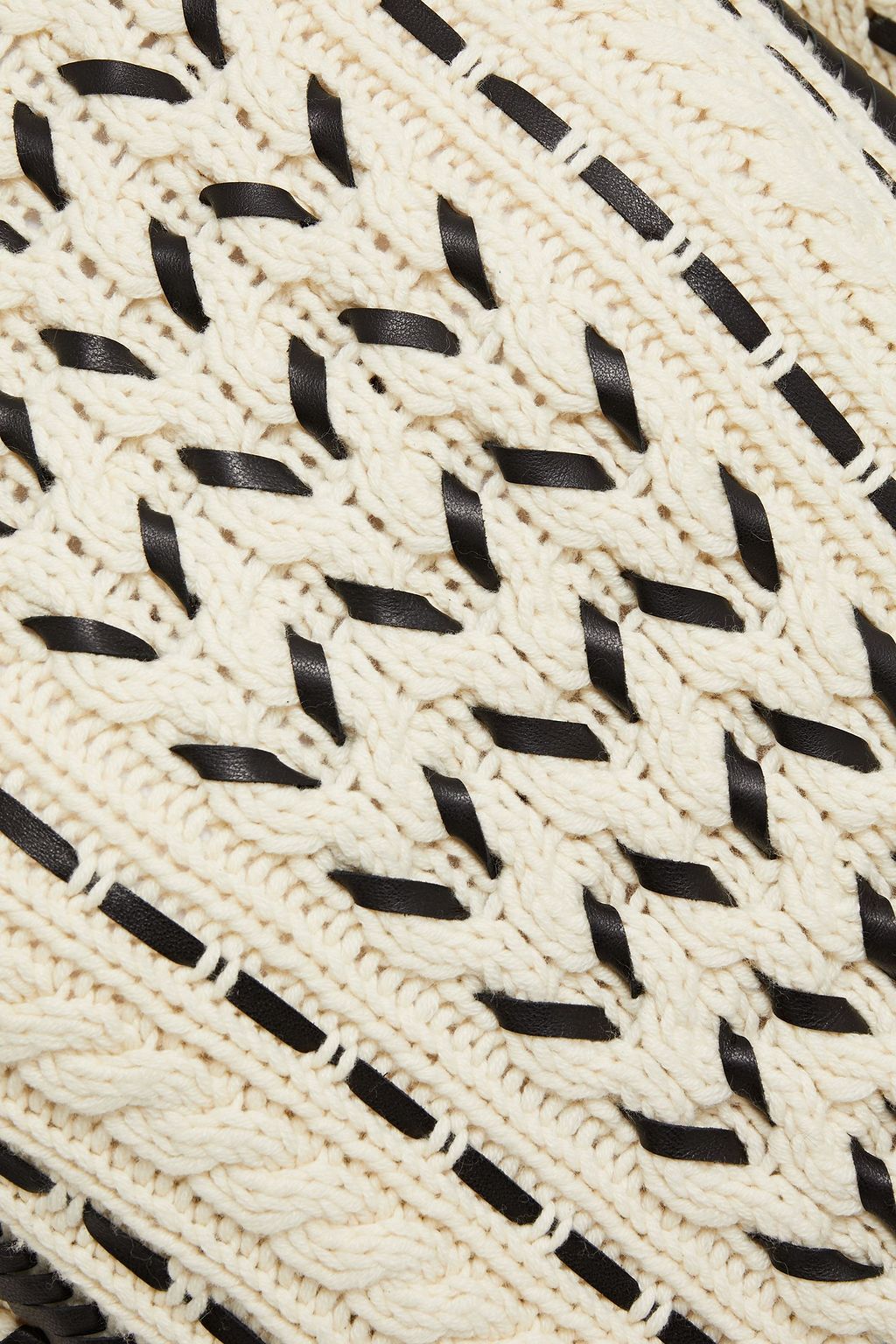 MICHAEL KORS COLLECTION Whipstitched leather-trimmed cable-knit cashmere sweater