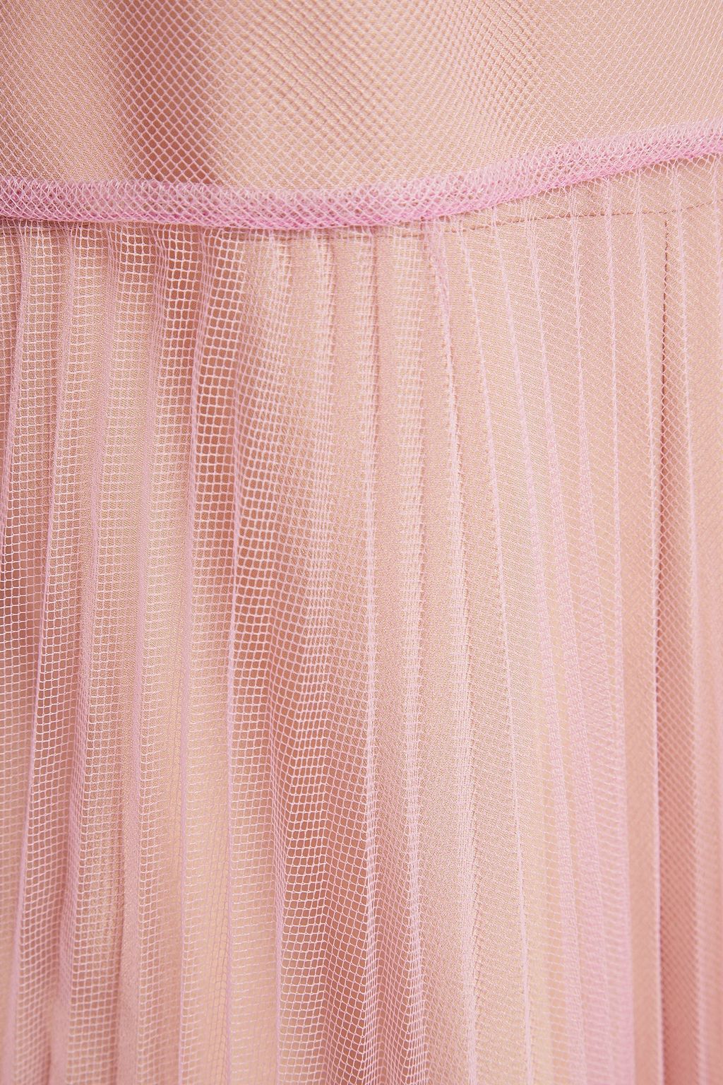 REDVALENTINO Ruffle-trimmed pleated tulle mini dress