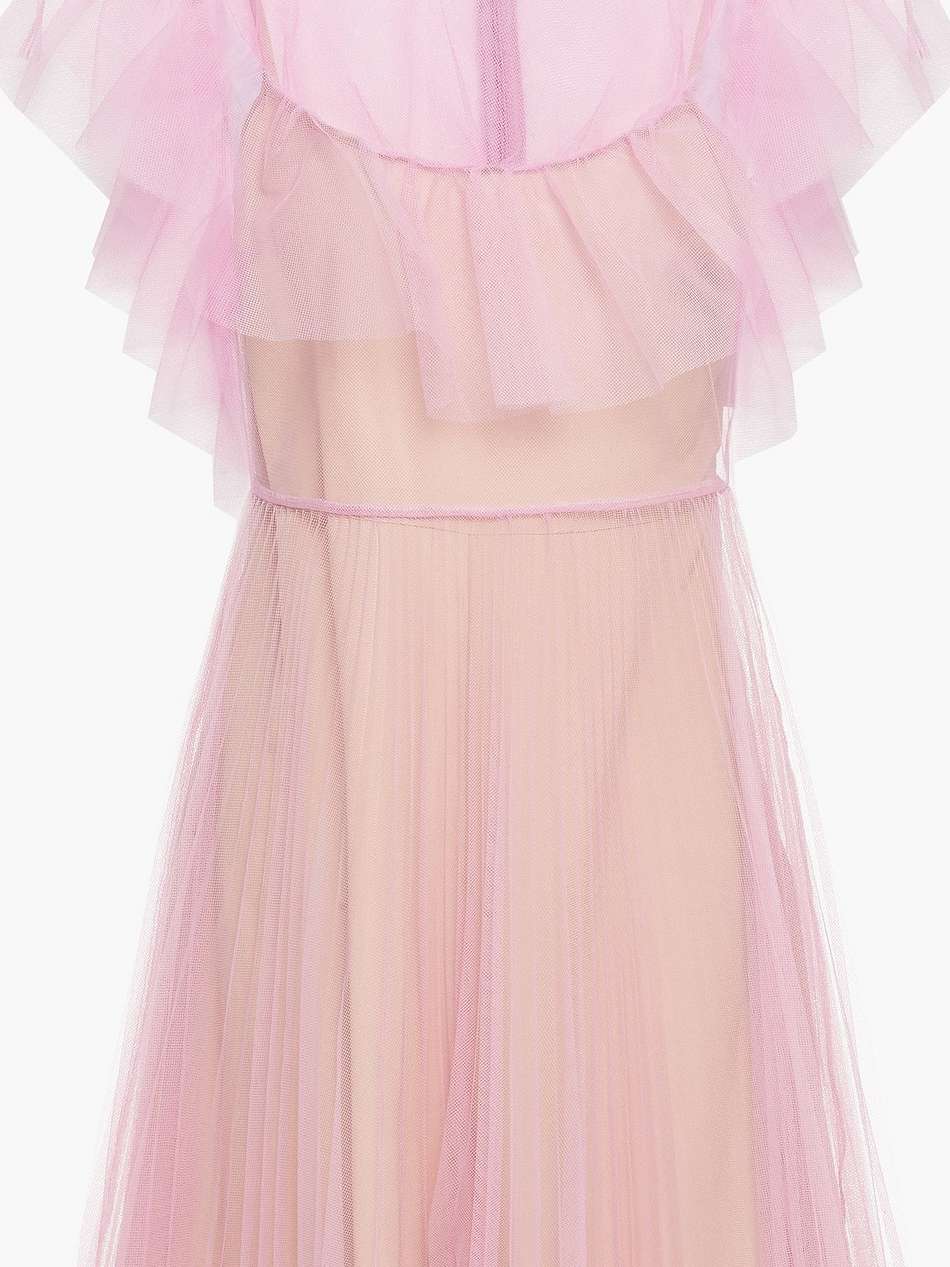 ruffle-trimmed pleated tulle mini dress