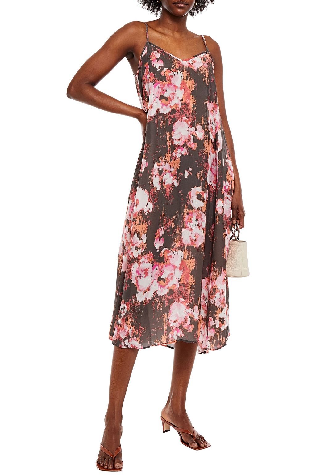 ENZA COSTA Printed cupro-voile midi slip dress