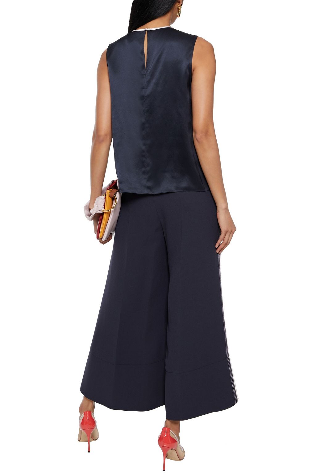 ROKSANDA Satin-trimmed cady wide-leg pants