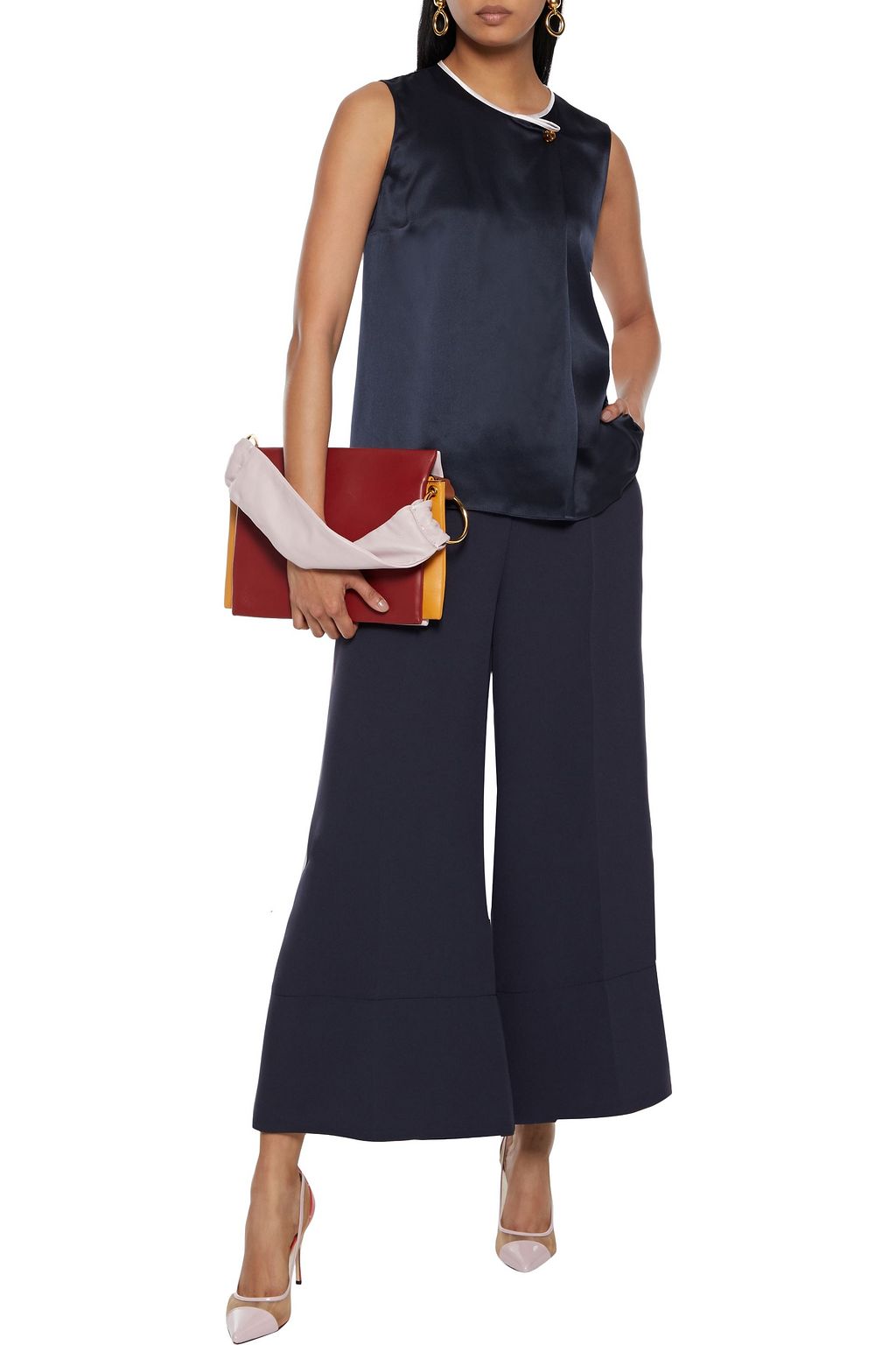 ROKSANDA Satin-trimmed cady wide-leg pants
