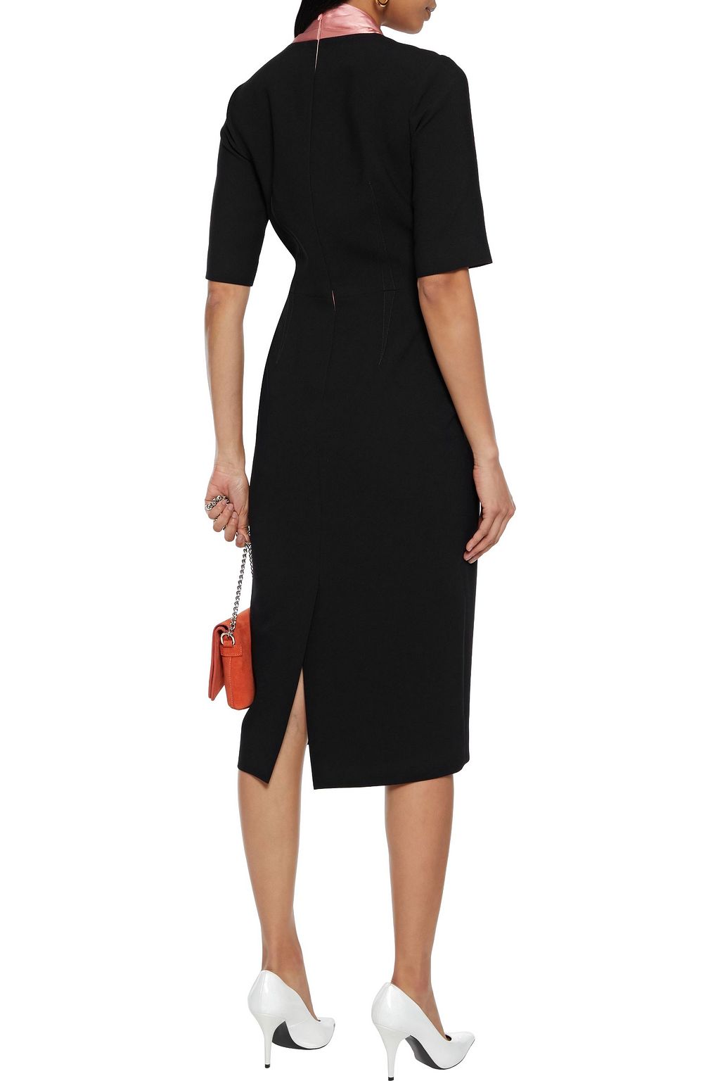 ROKSANDA Pleated satin-paneled crepe dress