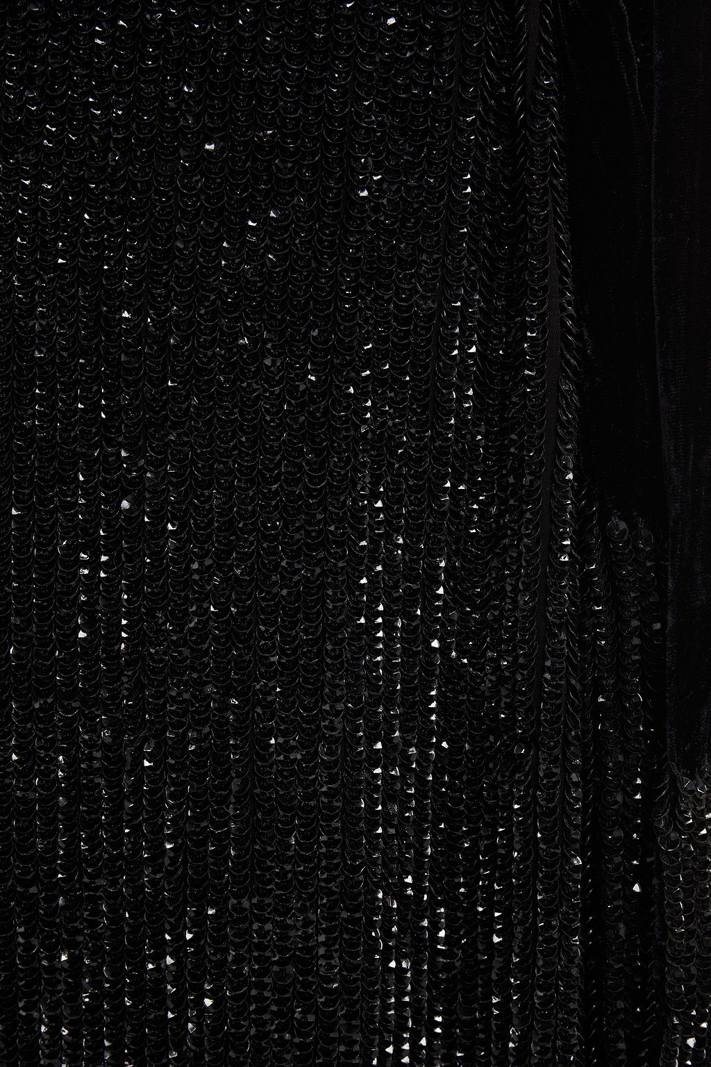 RETROFÊTE Velvet-trimmed sequined chiffon midi dress