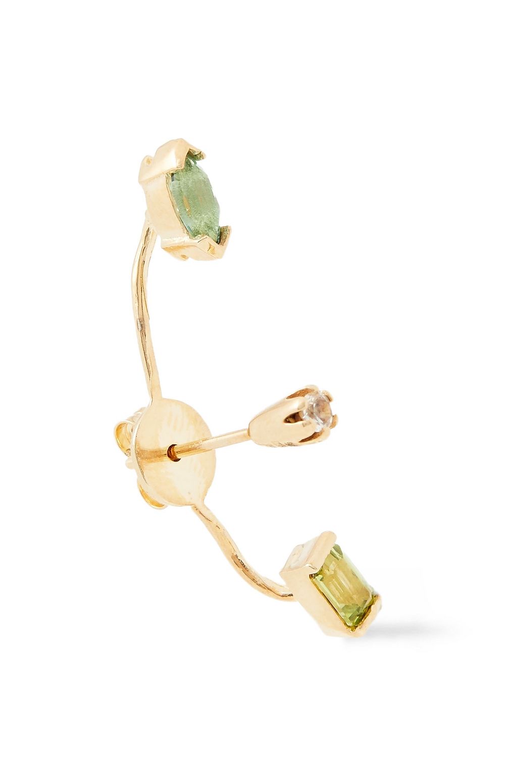 CORNELIA WEBB 24-karat gold-plated peridot, quartz and Siamite earrings