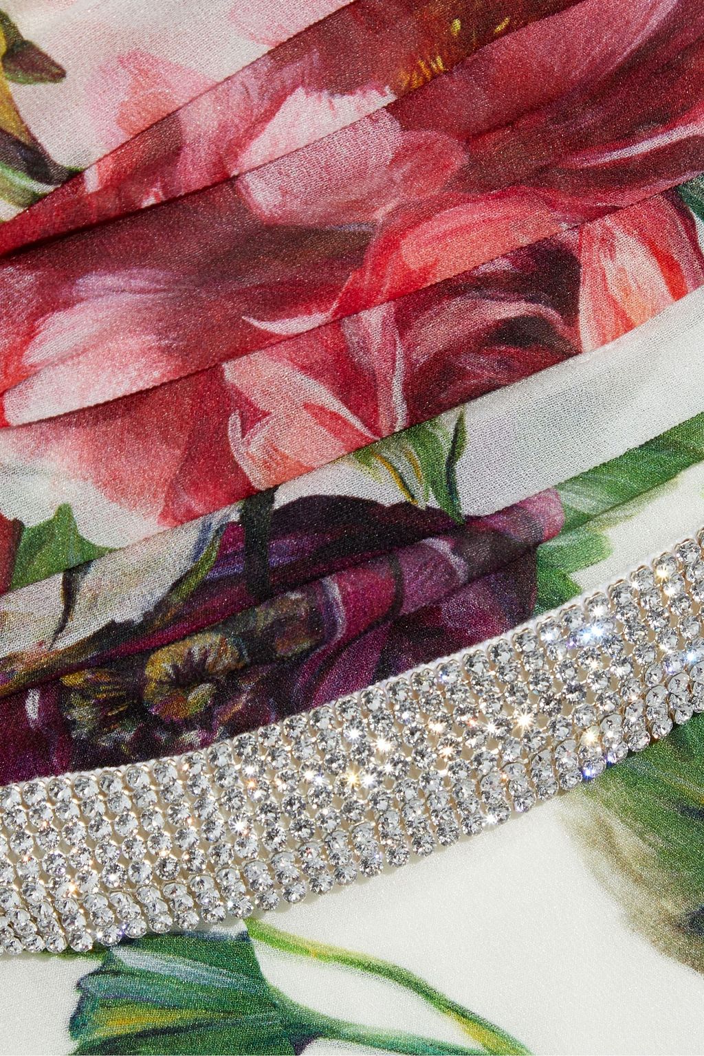 DOLCE&GABBANA Crystal-embellished floral-print silk-blend chiffon midi dress