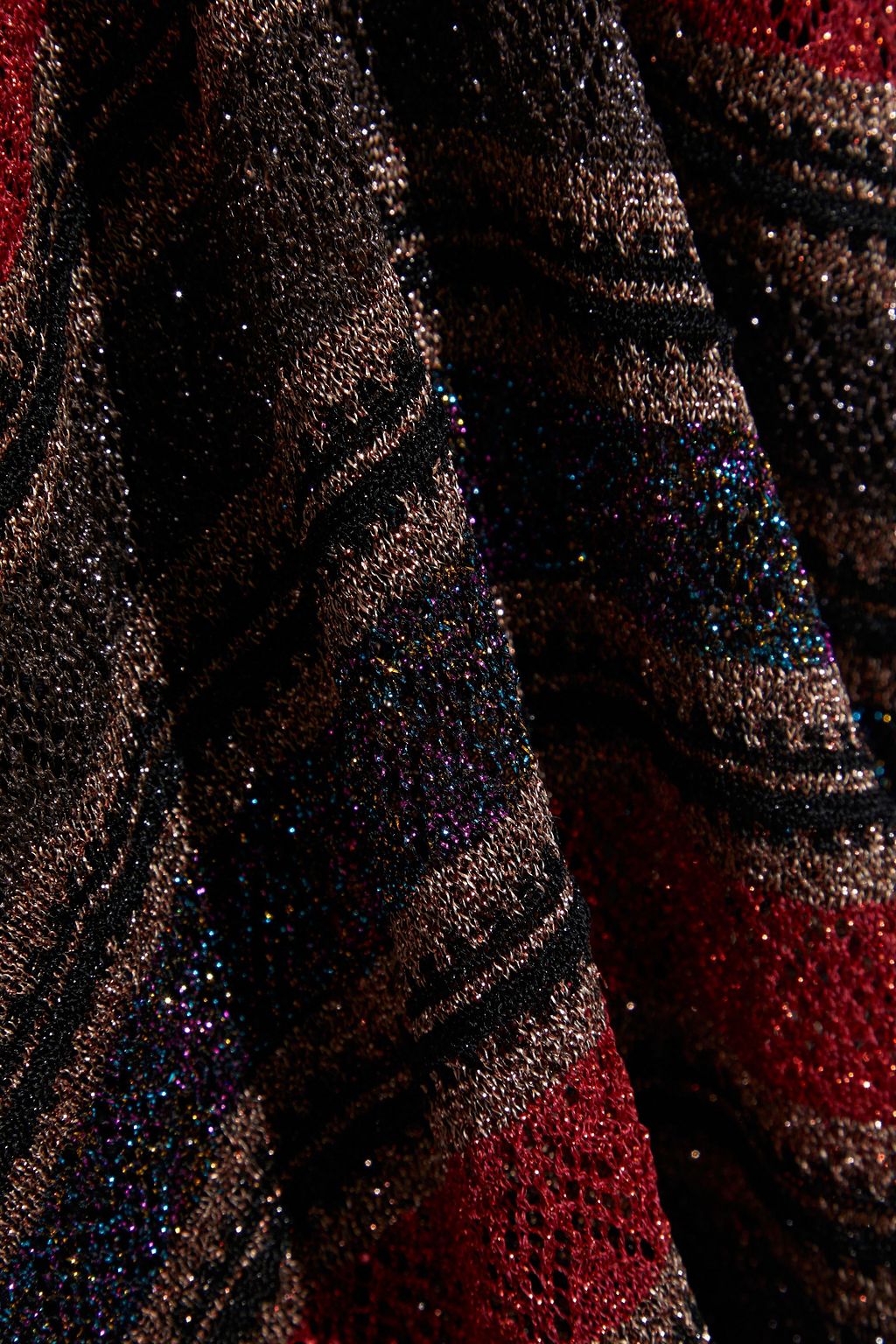 M MISSONI Striped metallic crochet-knit maxi dress