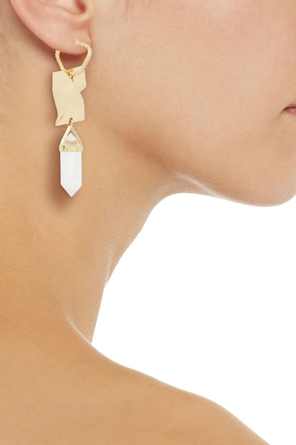 CORNELIA WEBB Gold-tone, quartz and Siamite earrings