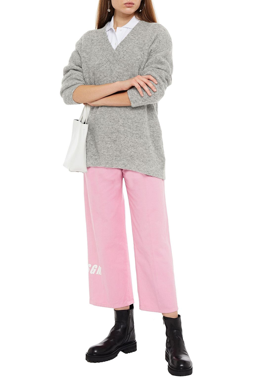 GANNI Mélange ribbed-knit sweater