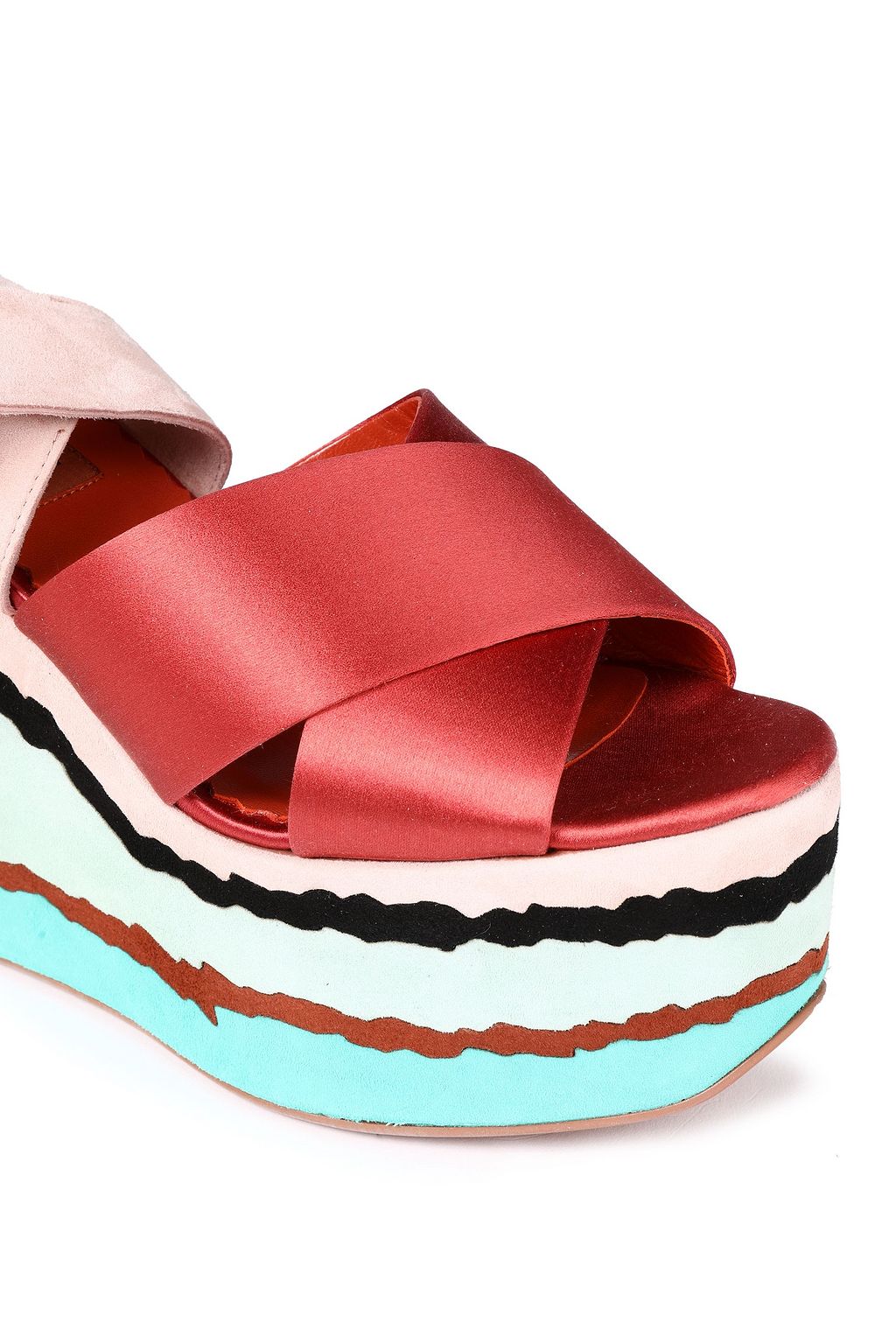 MISSONI Suede and satin wedge sandals