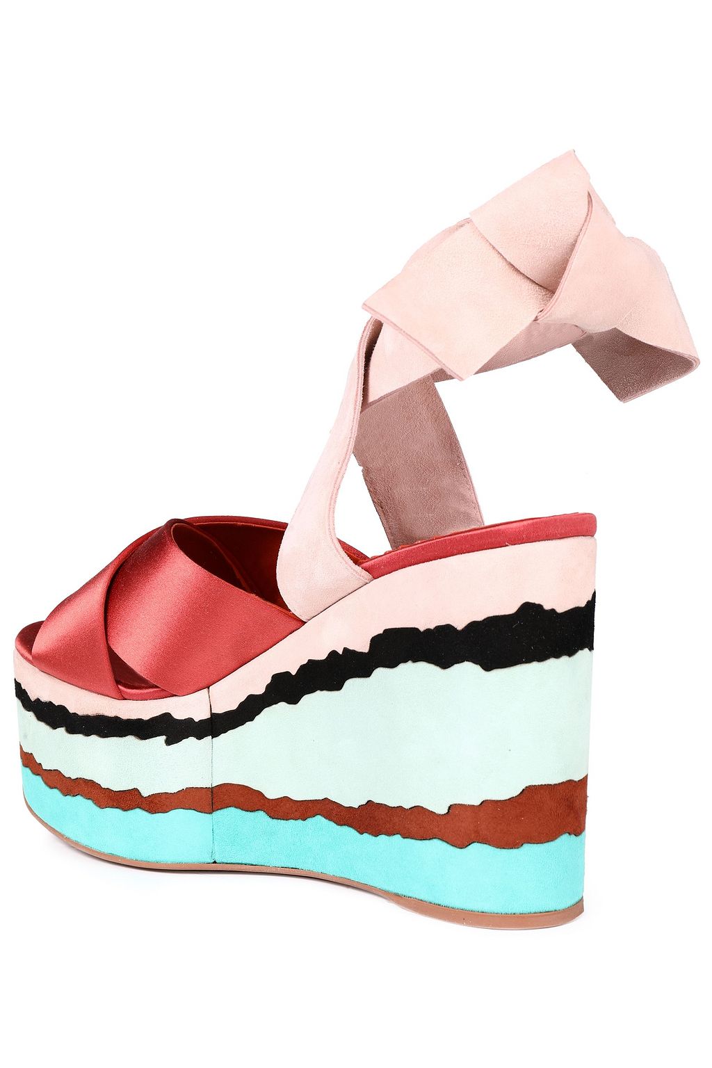 MISSONI Suede and satin wedge sandals